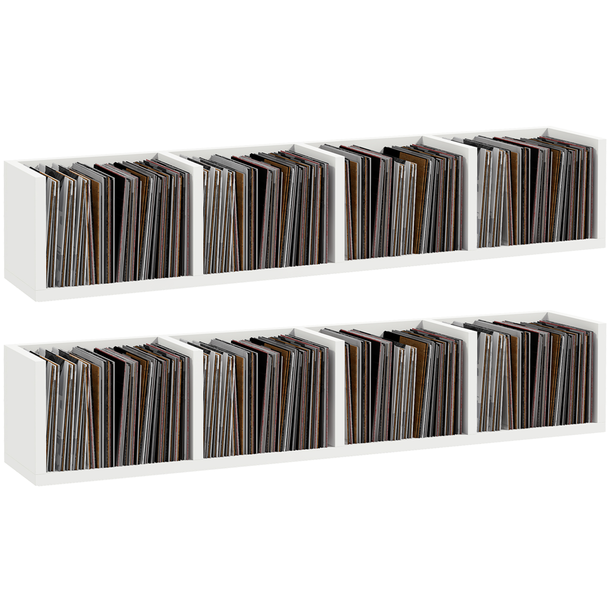 HERON Wall Mount 84 CD 56 DVD Blu ray Media Storage Rack 4 Cubes - White - Life Essentials