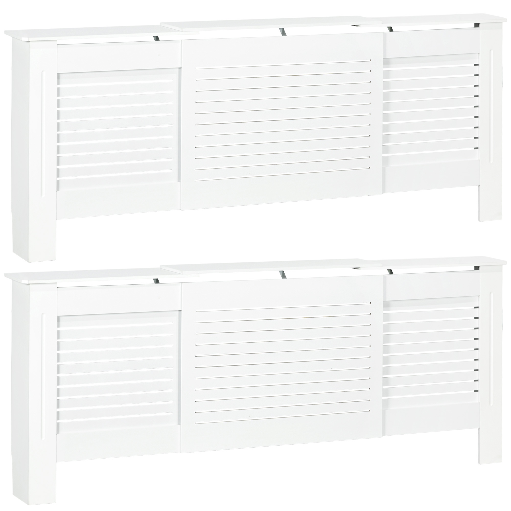 HERON Set of 2 MDF Extendable Radiator Cover with Cabinet Shelving - White - Life Essentials