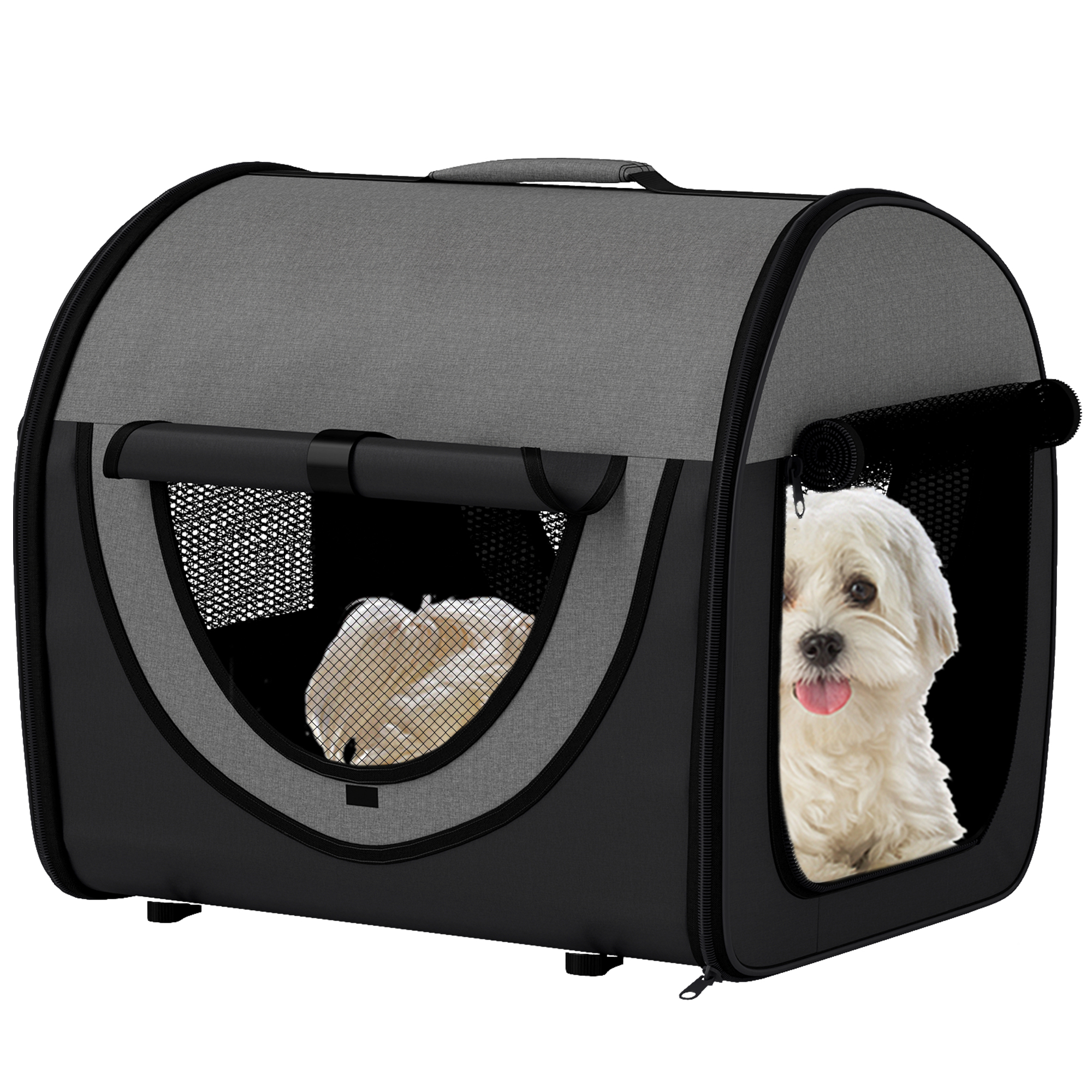 PAWSTER Folding Fabric Soft Pet Crate, 46Lx36Wx41H cm - Black - Life Essentials
