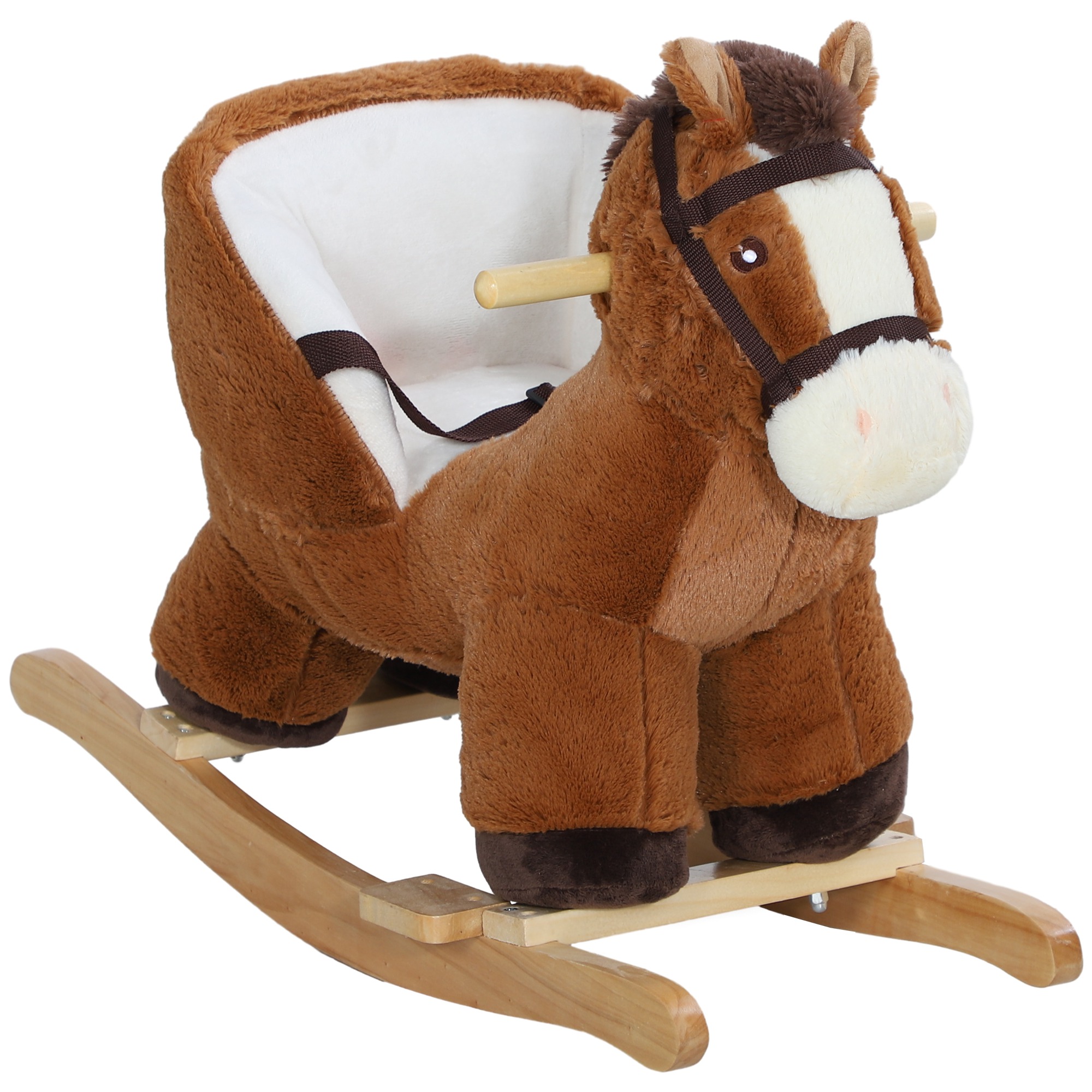Kids Toy - Kids Rocking Horse with Realistic Sound for 18-36 Months Brown 33cm - Life Essentials