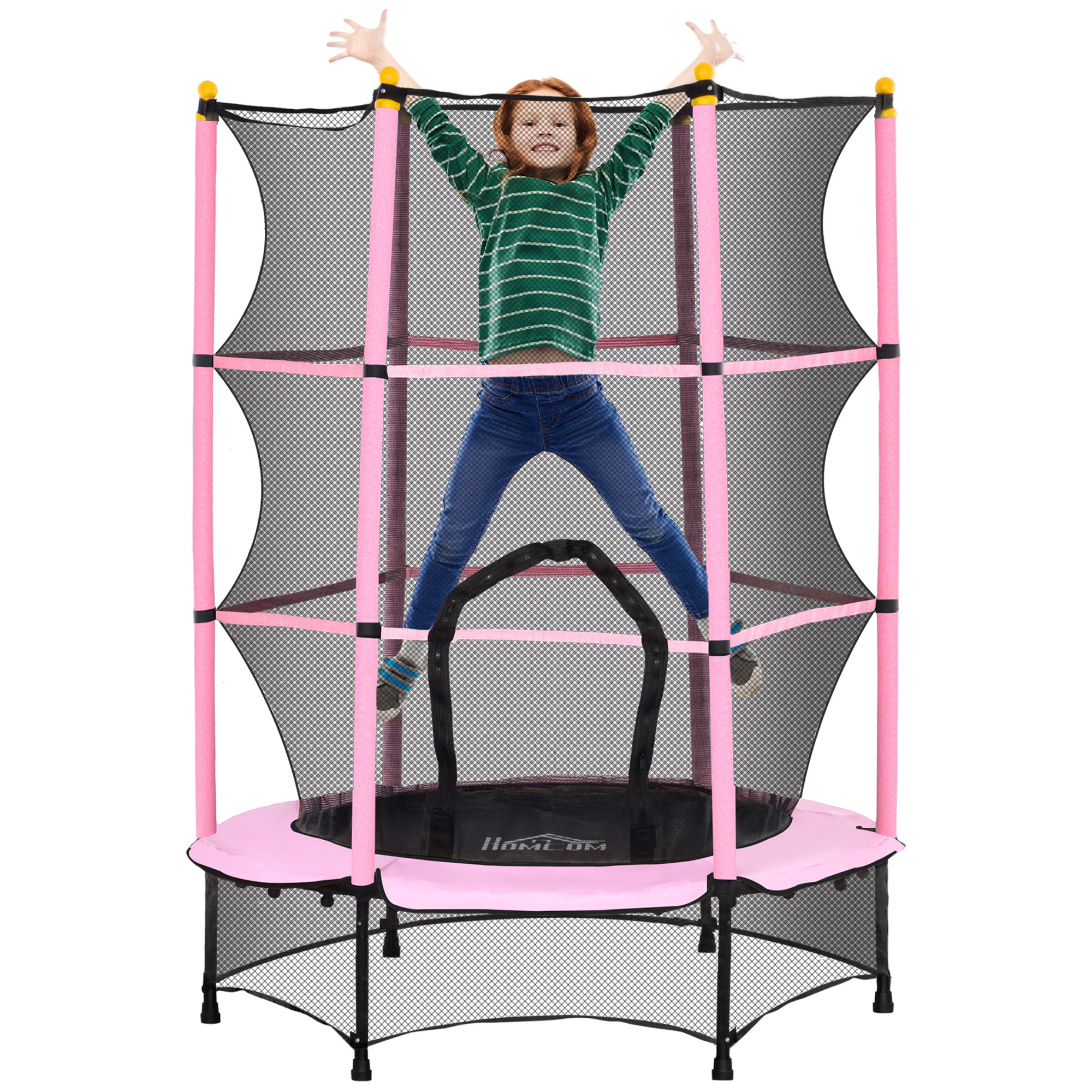Kids Trampoline 4.6FT - Trampoline For Ages 3-10 Years Pink - Life Essentials