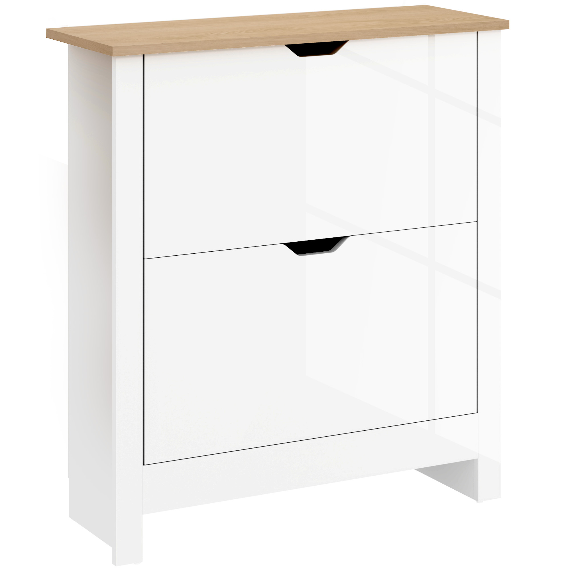 TUSAZIA 2 Flip Drawers Medium-sized Shoe Cabinet - Gloss White - Life Essentials