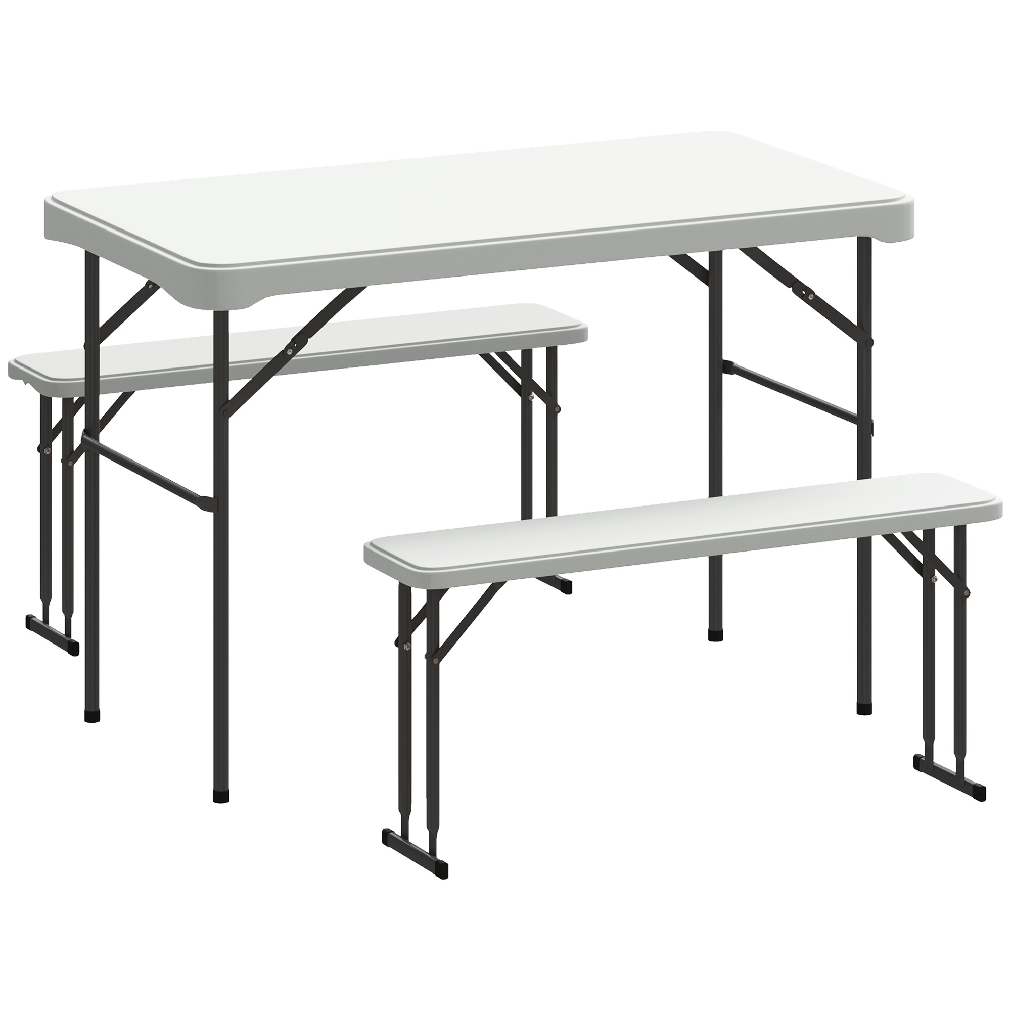 SUNVISTA Three-Piece Folding Picnic Table and Bench Set - Light Grey - Life Essentials