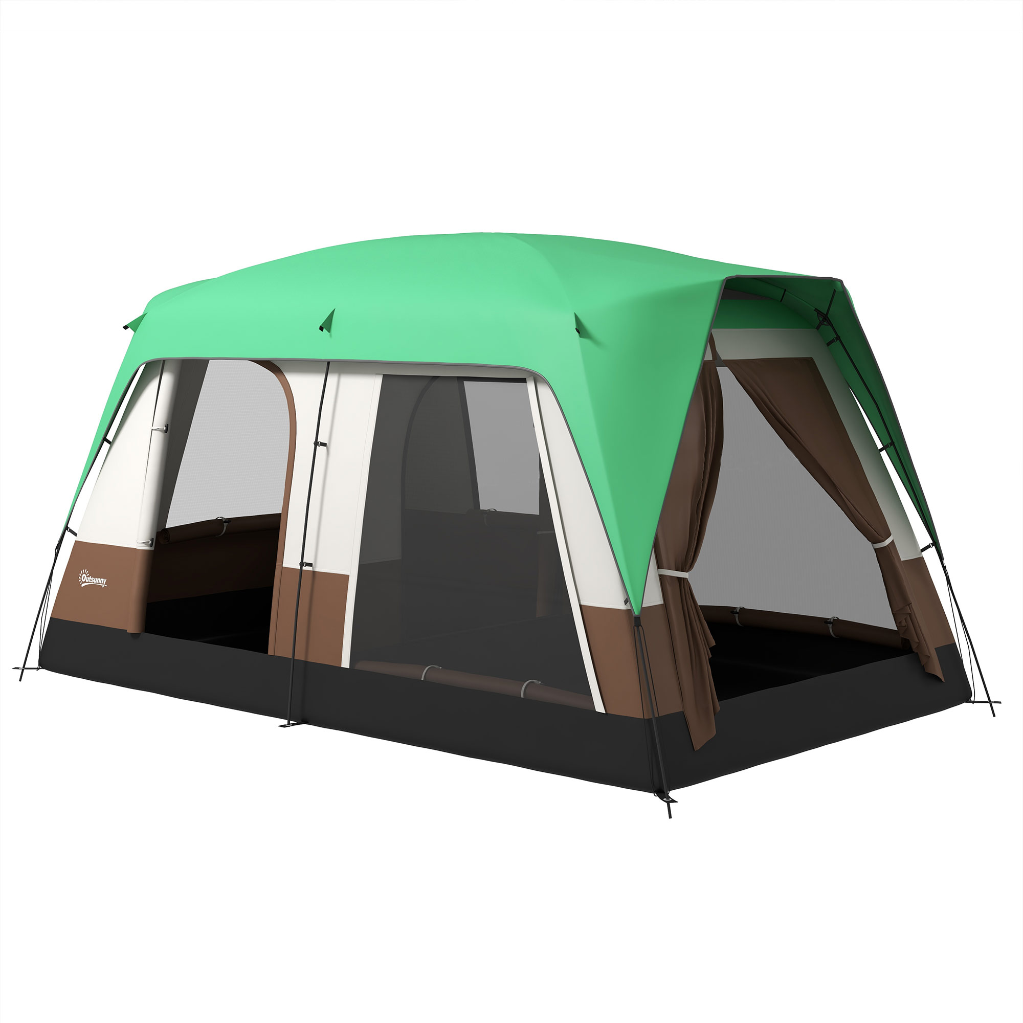 Jones Seven-Man Camping Tent with Small Rainfly and Accessories - Green - Life Essentials