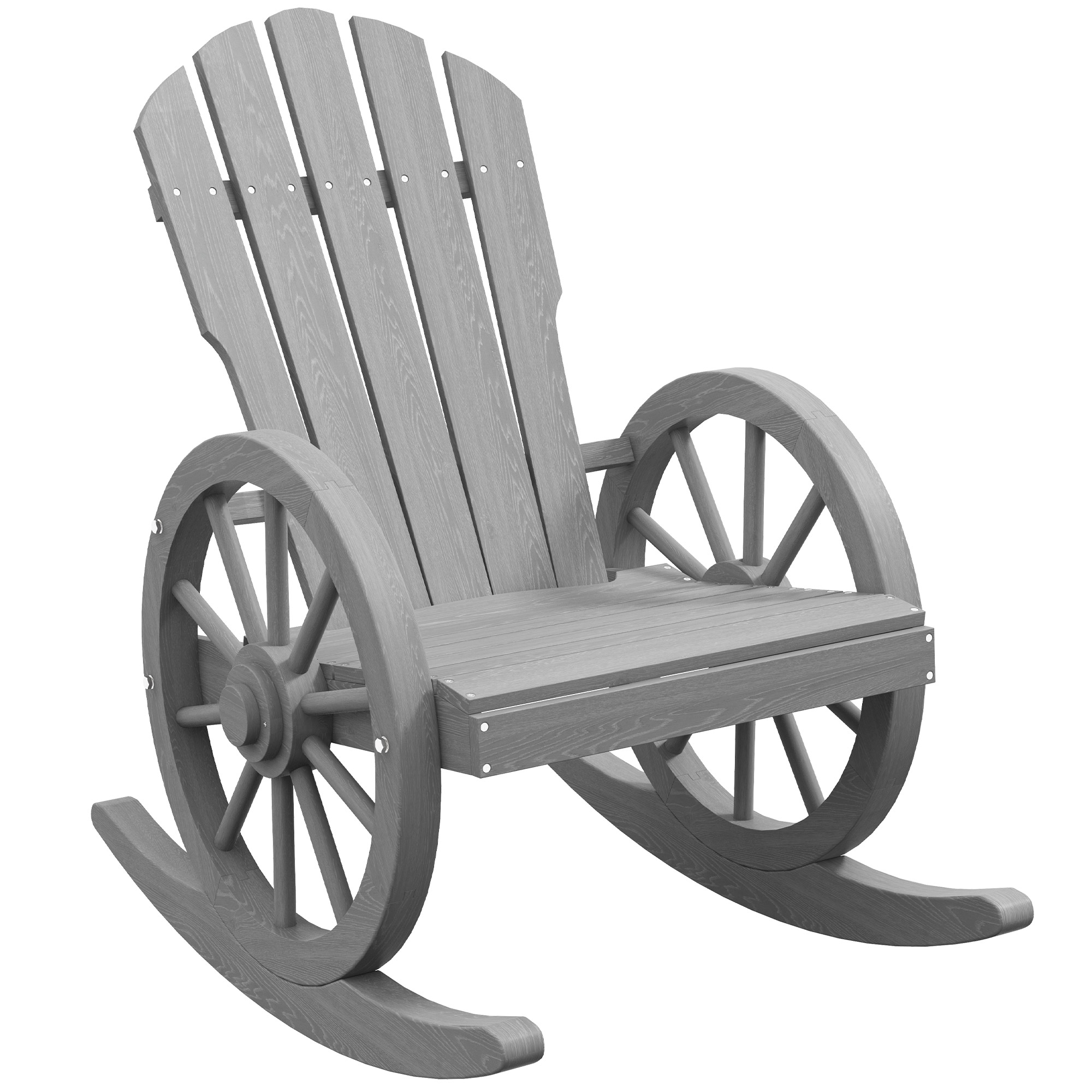 SUNVISTA Wooden Adirondack Rocking Chair Reclining Armchair Outdoor Garden Furniture Patio Porch Rocker - Grey - Life Essentials