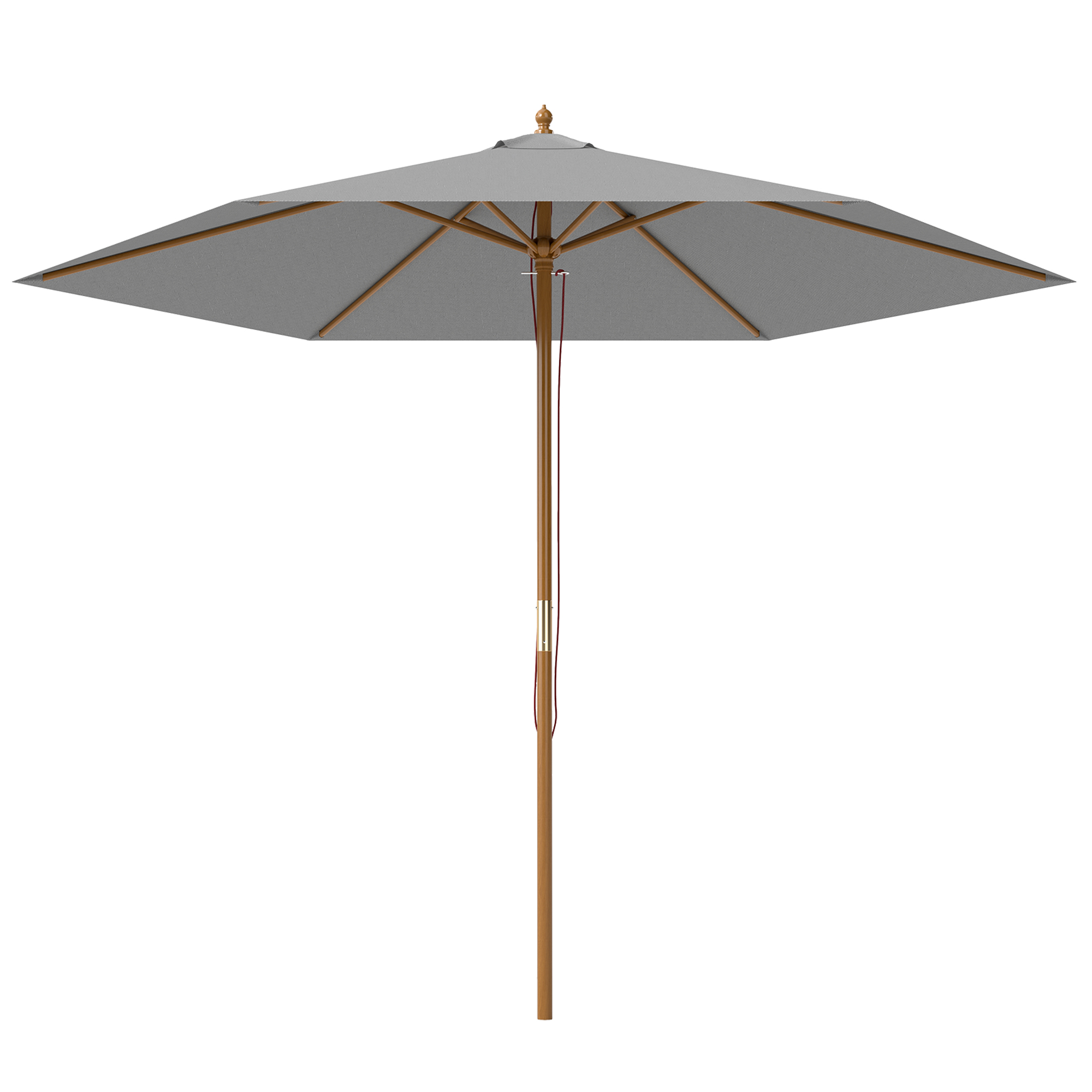 SUNVISTA 2.5m Wood Garden Parasol Sun Shade Patio Outdoor Wooden Umbrella Canopy Light Grey - Life Essentials