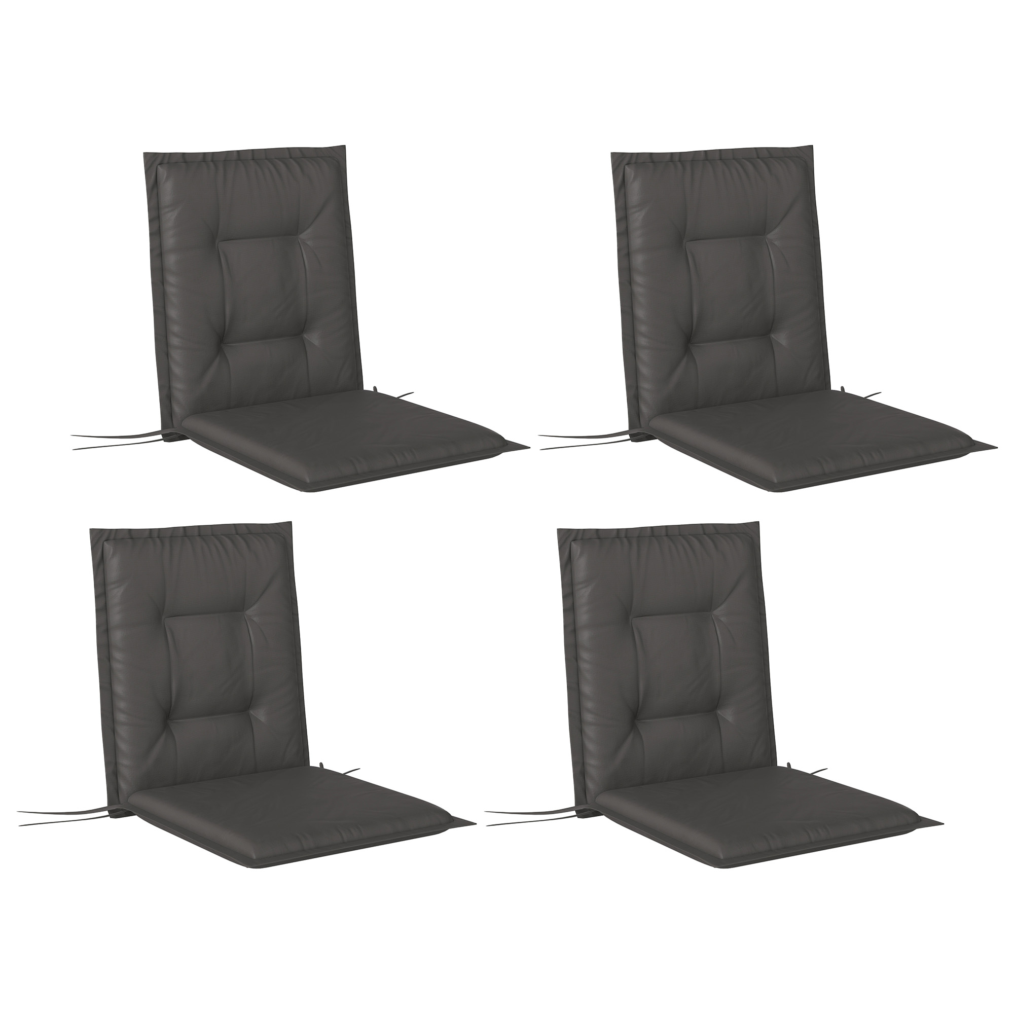 SUNVISTA Set of Four Padded Garden Seat Cushions - Charcoal Grey - Life Essentials