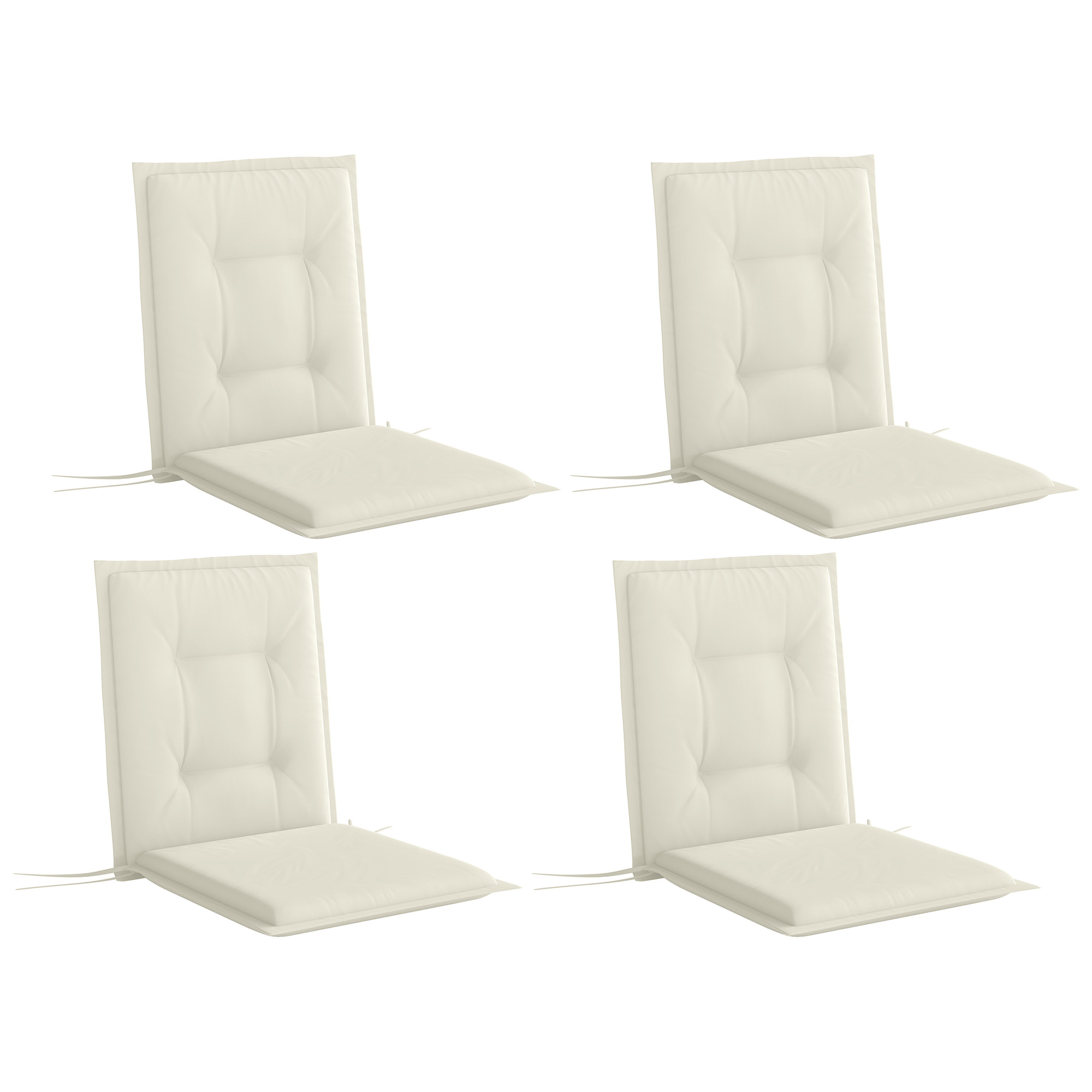 SUNVISTA Set of Four Padded Garden Seat Cushions - White - Life Essentials