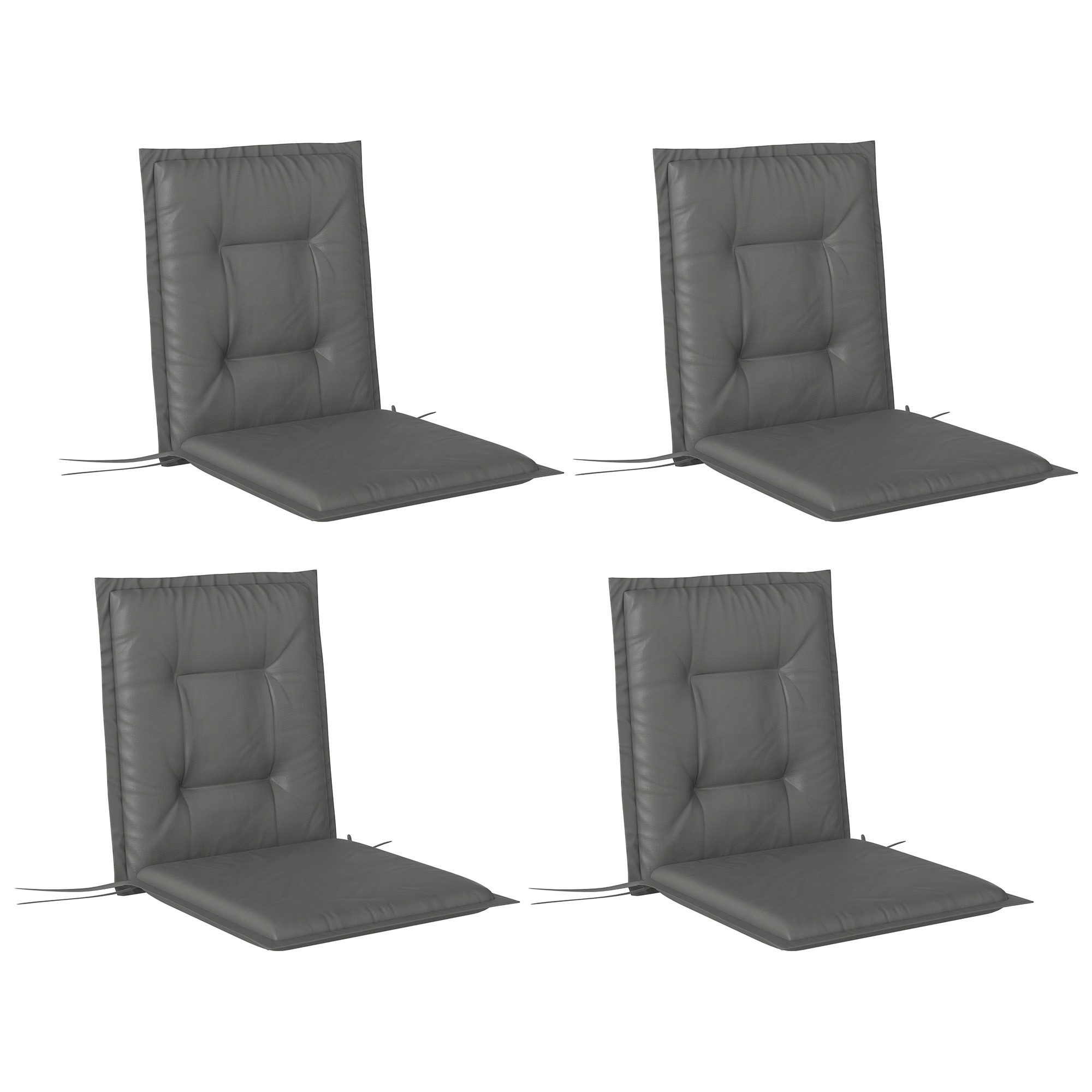 SUNVISTA Set of Four Padded Garden Seat Cushions - Light Grey - Life Essentials