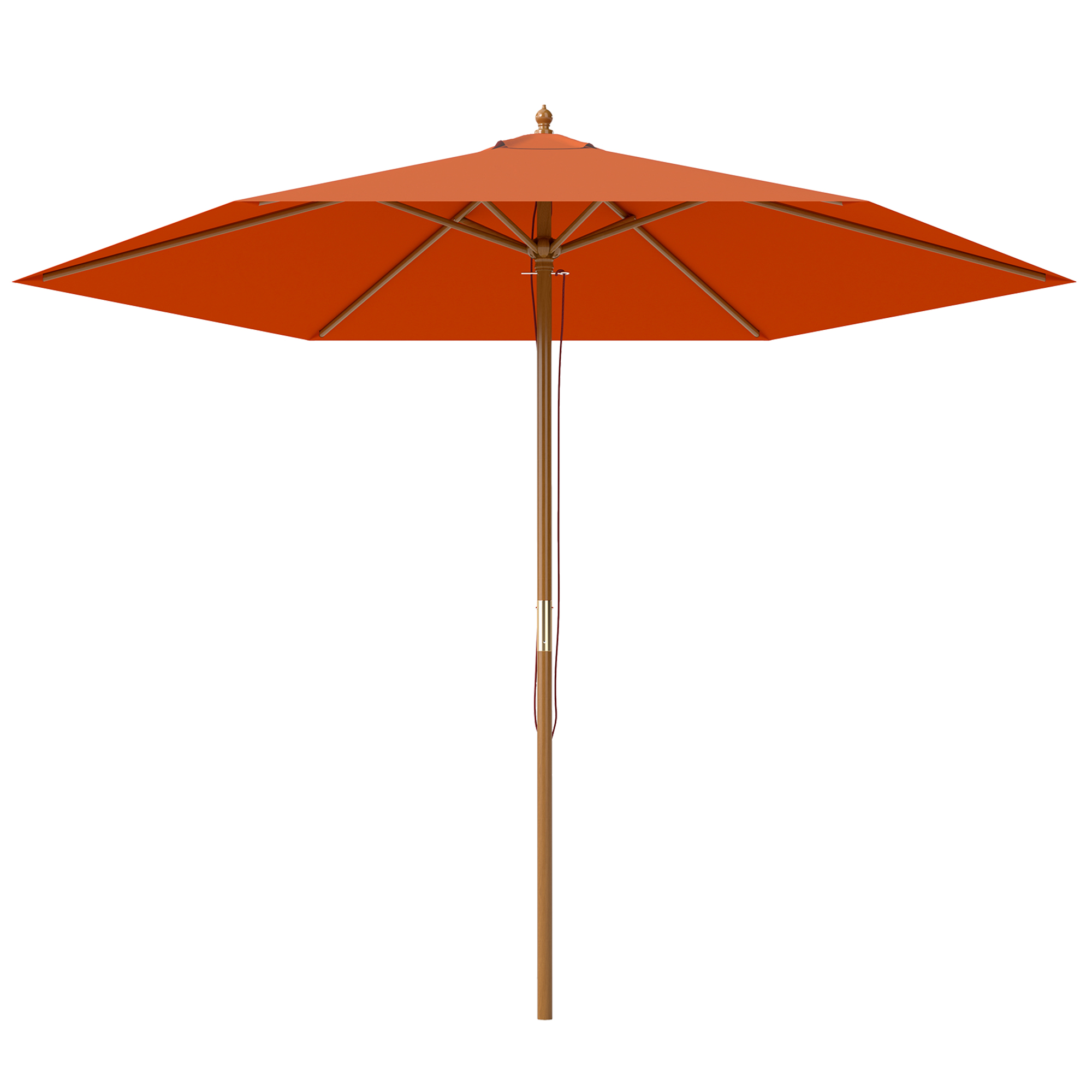SUNVISTA 2.5m Wood Garden Parasol Sun Shade Patio Outdoor Wooden Umbrella Canopy Orange - Life Essentials