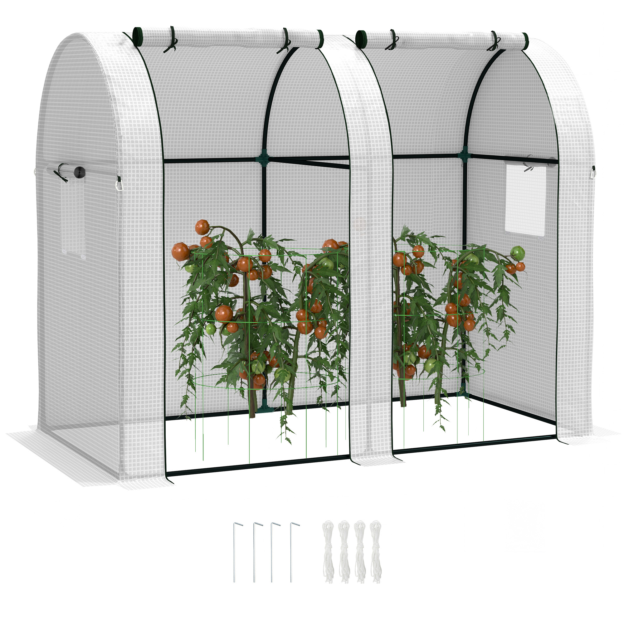 SUNVISTA 94 x 185cm Mini Two-Room Greenhouse - White - Life Essentials