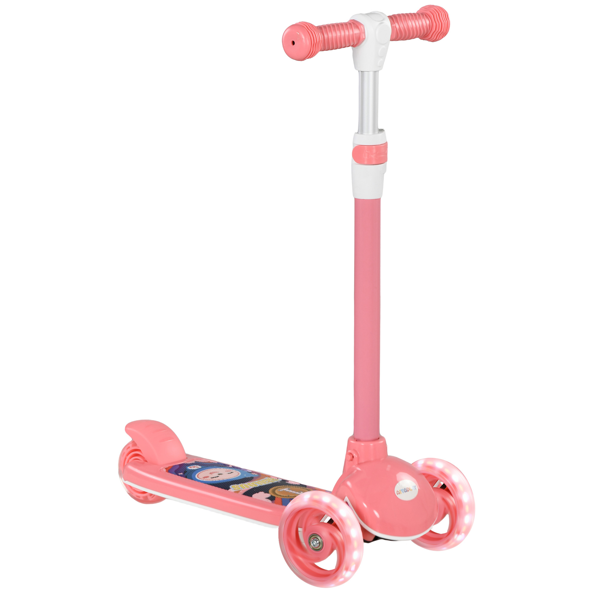 Kinsey Kids 3 Wheel Scooter with Adjustable Height and LED Light - Pink - Life Essentials