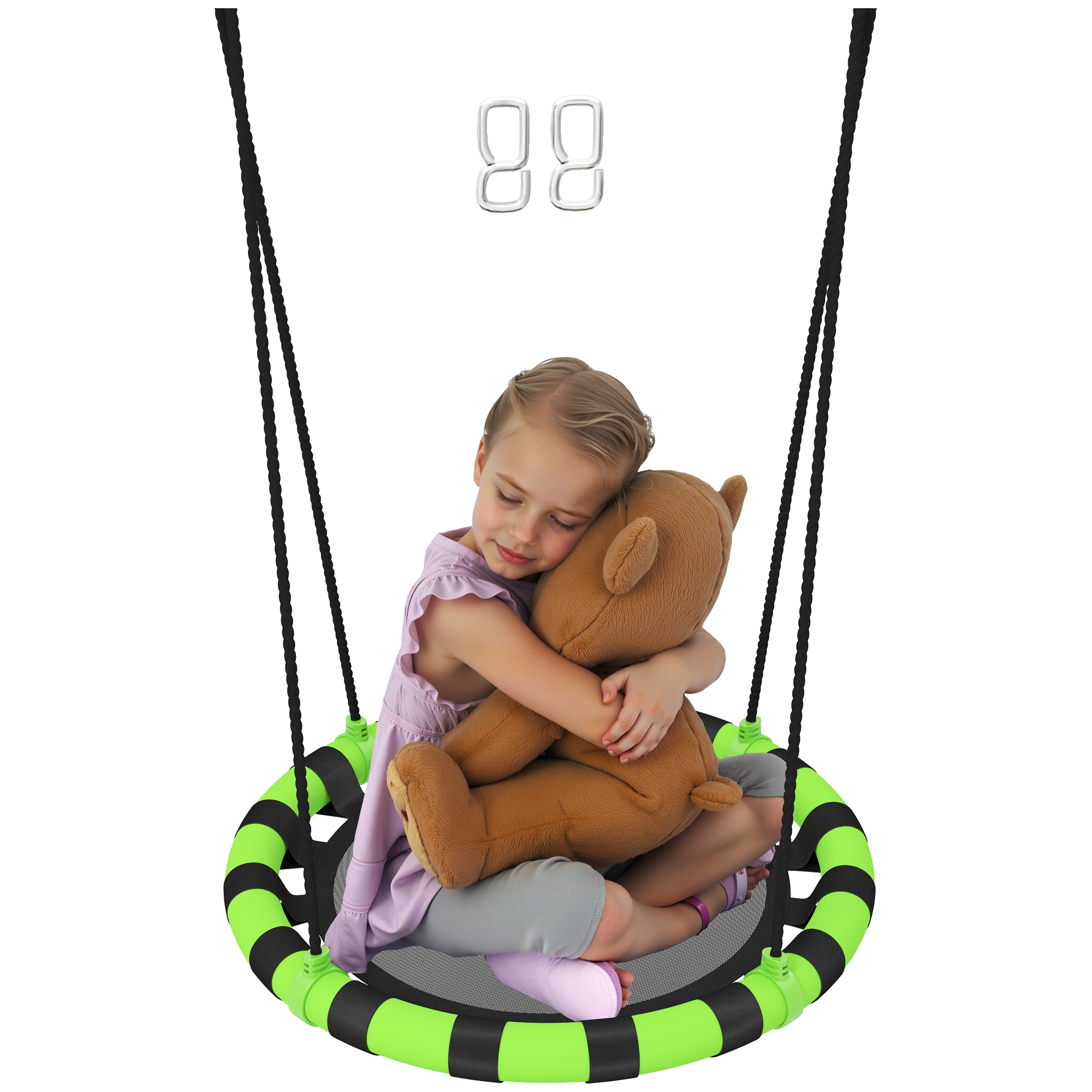AIVAGO 60 cm Diameter Kid Nest Swing Seat with Height Adjustable Ropes for Outdoor Indoor, Black - Life Essentials