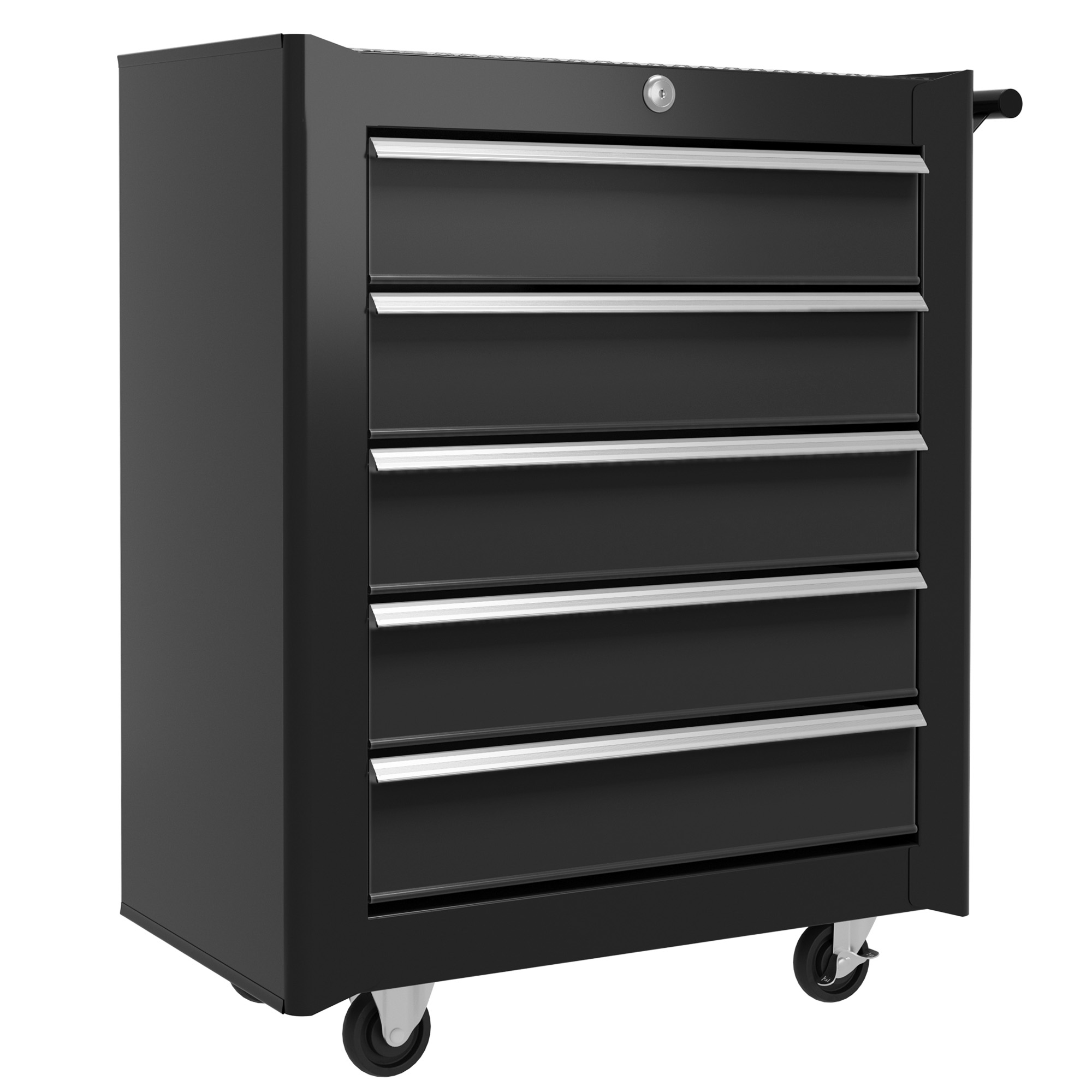 Cold Rolled Steel 5-Drawer Rolling Tool Storage Cabinet Tool Chest Black - Life Essentials