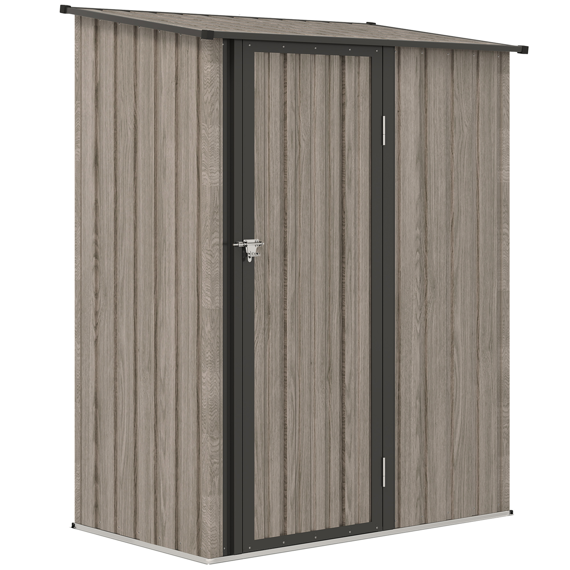 SUNVISTA 5ft x 3ft Metal Garden Storage Shed, Outdoor Tool Shed with Sloped Roof, Lockable Door for Tools, Equipment, Light Grey - Life Essentials