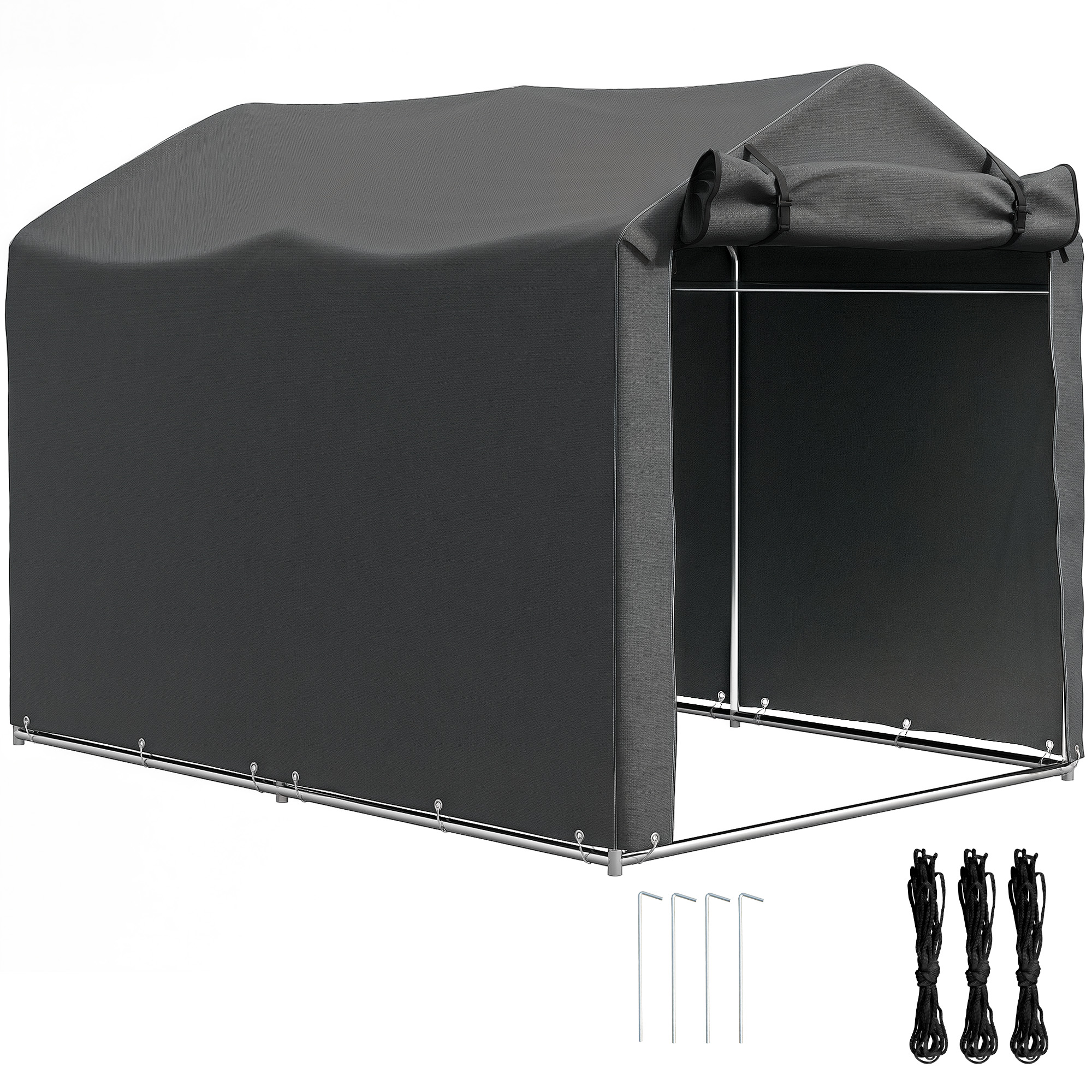 SUNVISTA Outdoor Storage Tent 2.2x1.6m, Waterproof Bike Shelter with Zipper Door & UV Protection - Dark Grey - Life Essentials