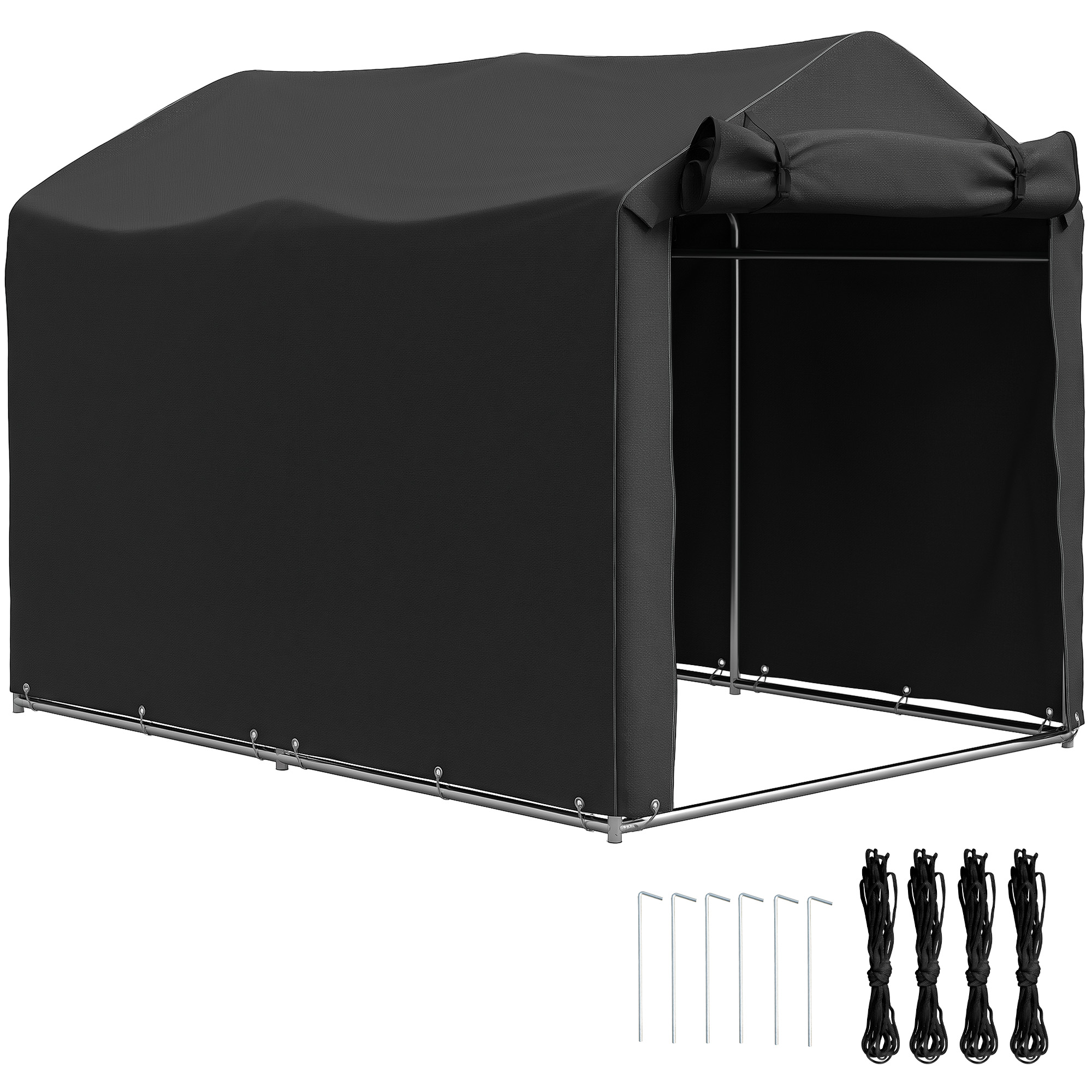 SUNVISTA Outdoor Storage Tent 2.2x1.6m, Waterproof Bike Shelter with Zipper Door & UV Protection - Black - Life Essentials