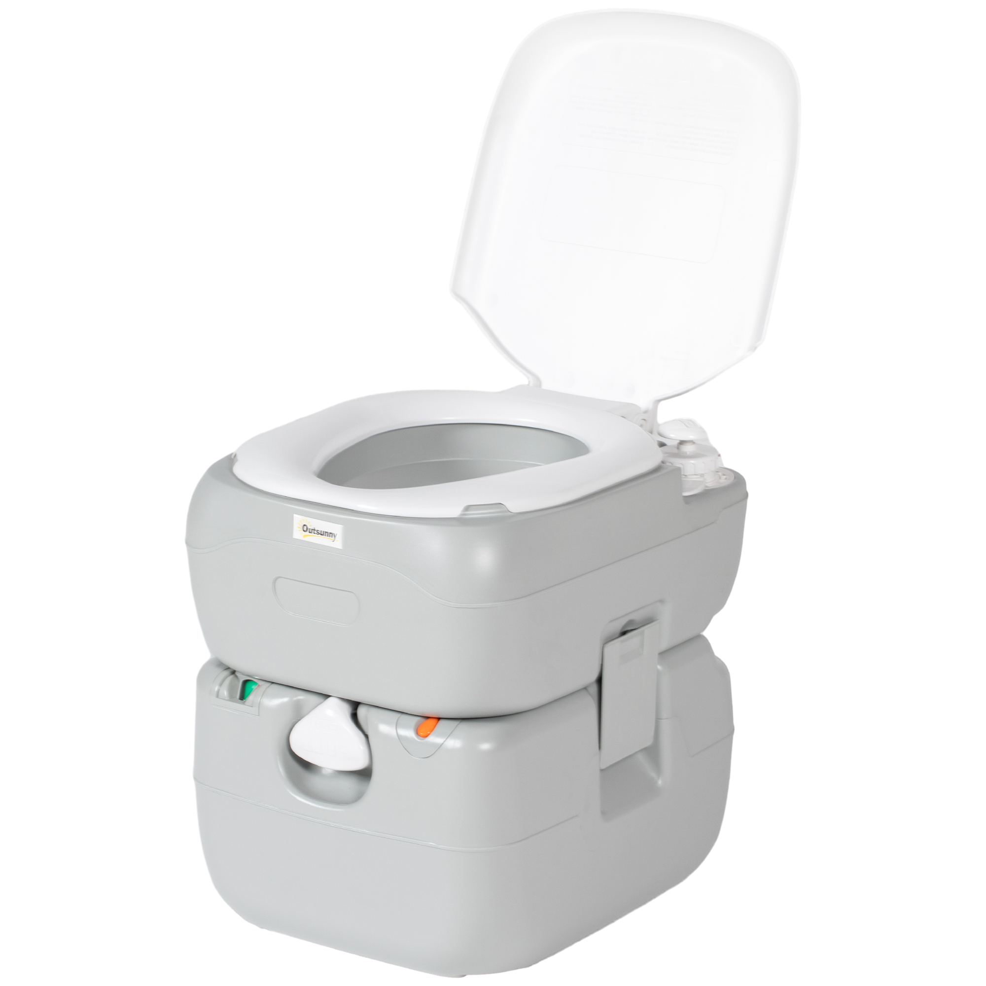 SUNVISTA 22L Portable Camping Toilet with Seat, Lid, Anti-Leak Handle & Detachable Tank - Grey - Life Essentials