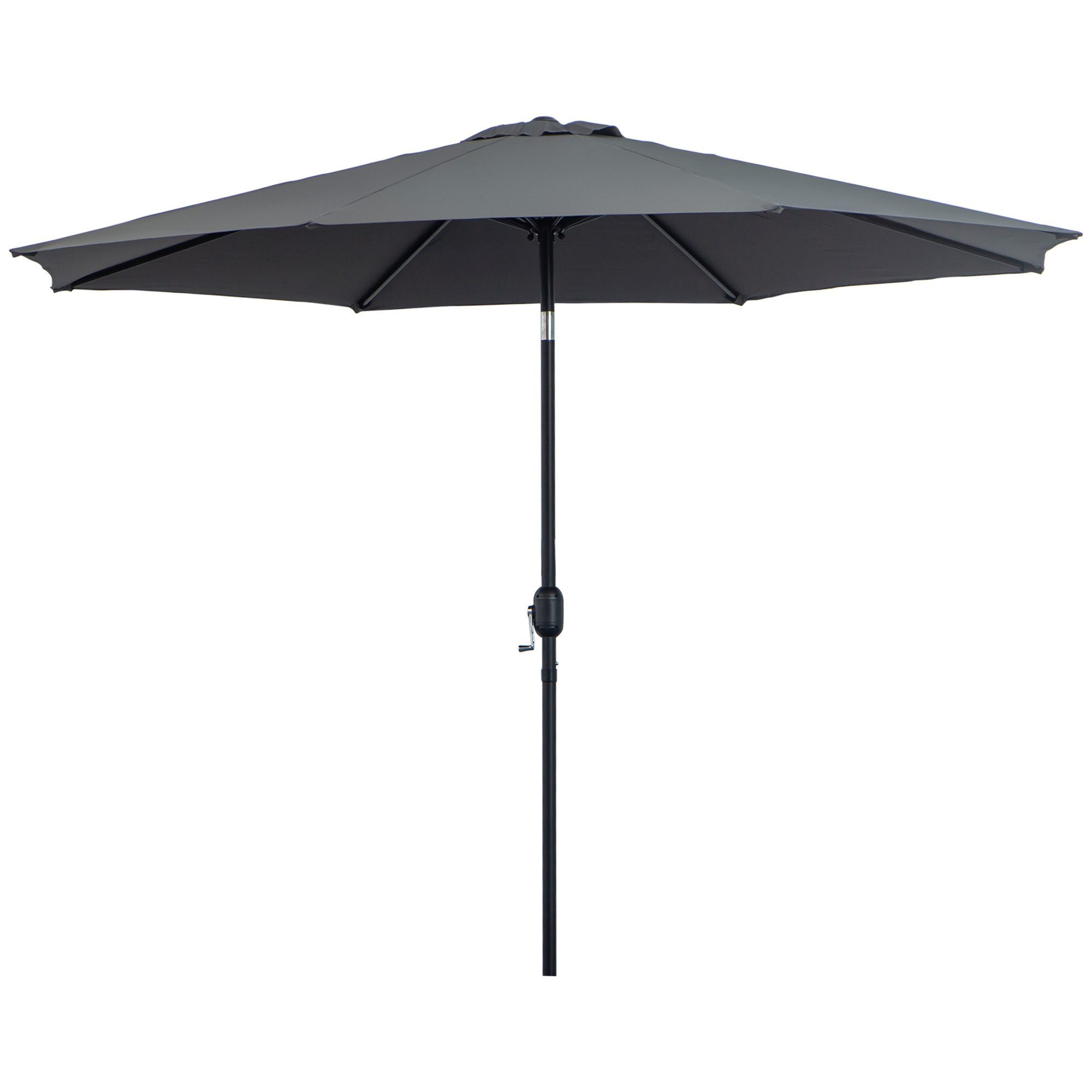 3M Tilting Parasol Garden Umbrellas, Outdoor Sun Shade with 8 Ribs, Tilt and Crank Handle for Balcony, Bench, Garden, Dark Grey - Life Essentials