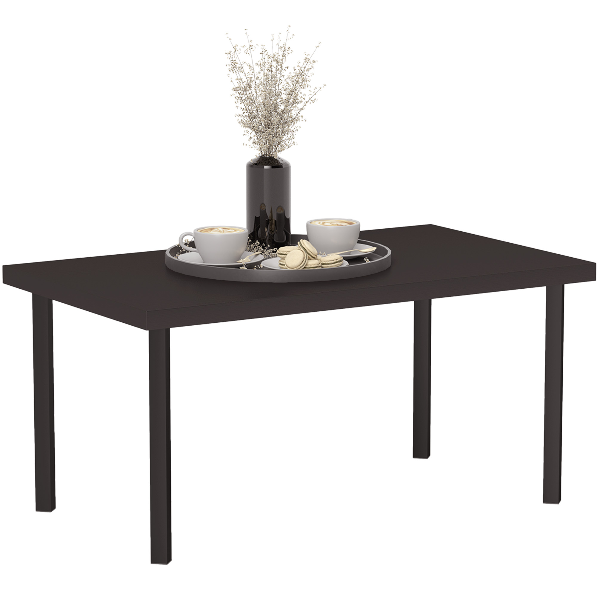 SUNVISTA Metal Coffee Table with Woodgrain Top, 95x55x46cm, Brown - Life Essentials