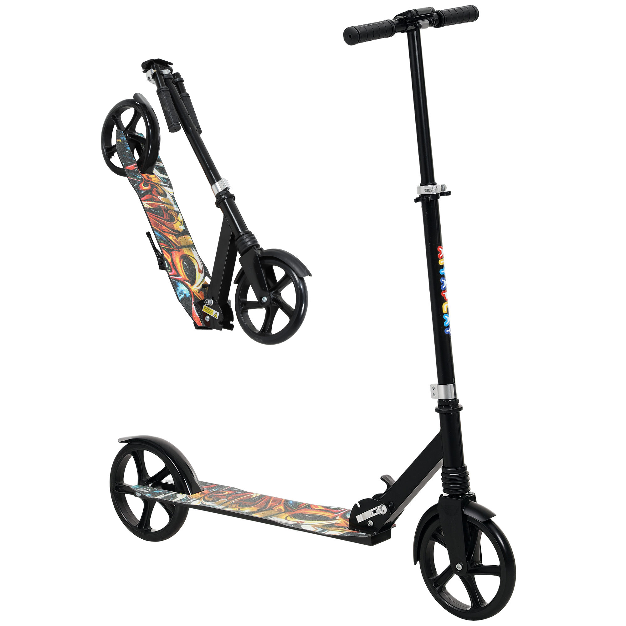 AIVAGO Foldable Kids Scooter with Adjustable Handlebar, 200mm Big Wheel, Rear Fender Brake, Gift for Ages 6-12 Years, Black - Life Essentials