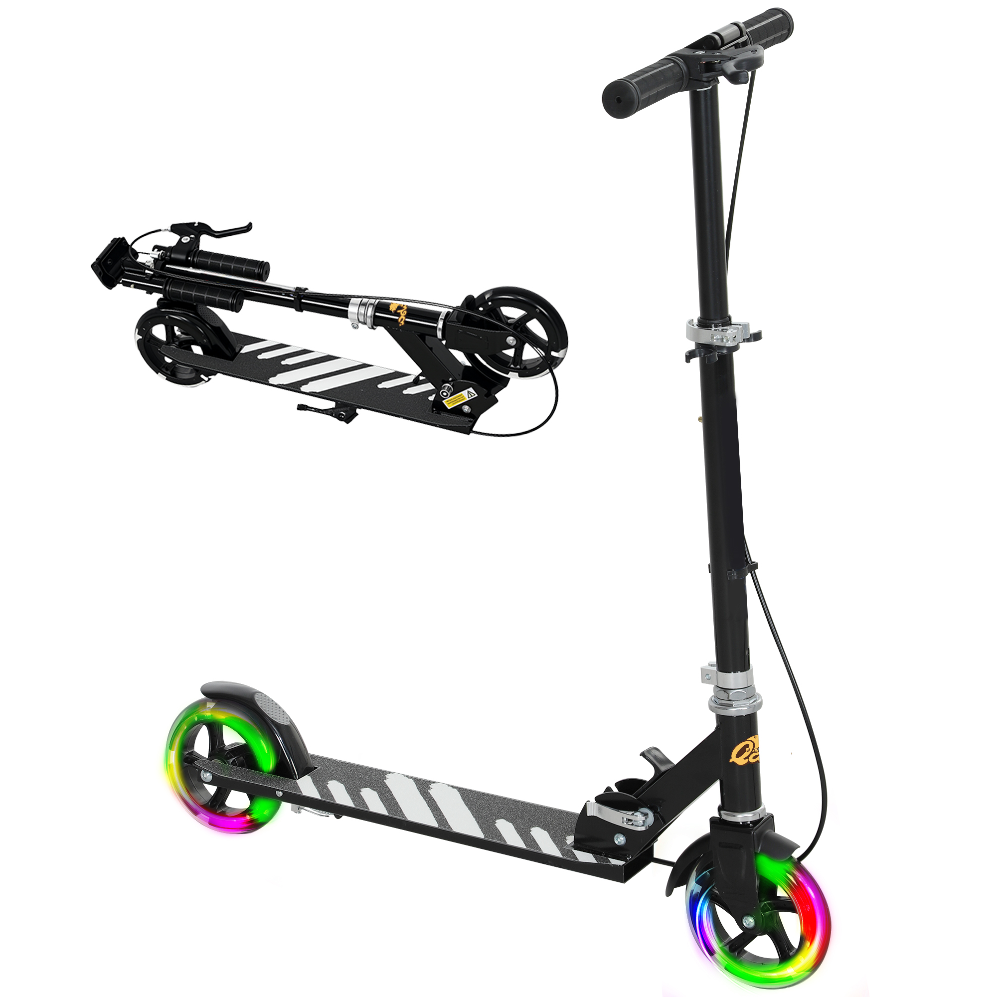 AIVAGO Scooter for Kids Ages 3-8 with Adjustable Handle, 2 Light up Wheels, Handbrake & Rear Brake for Girls and Boys, Black - Life Essentials