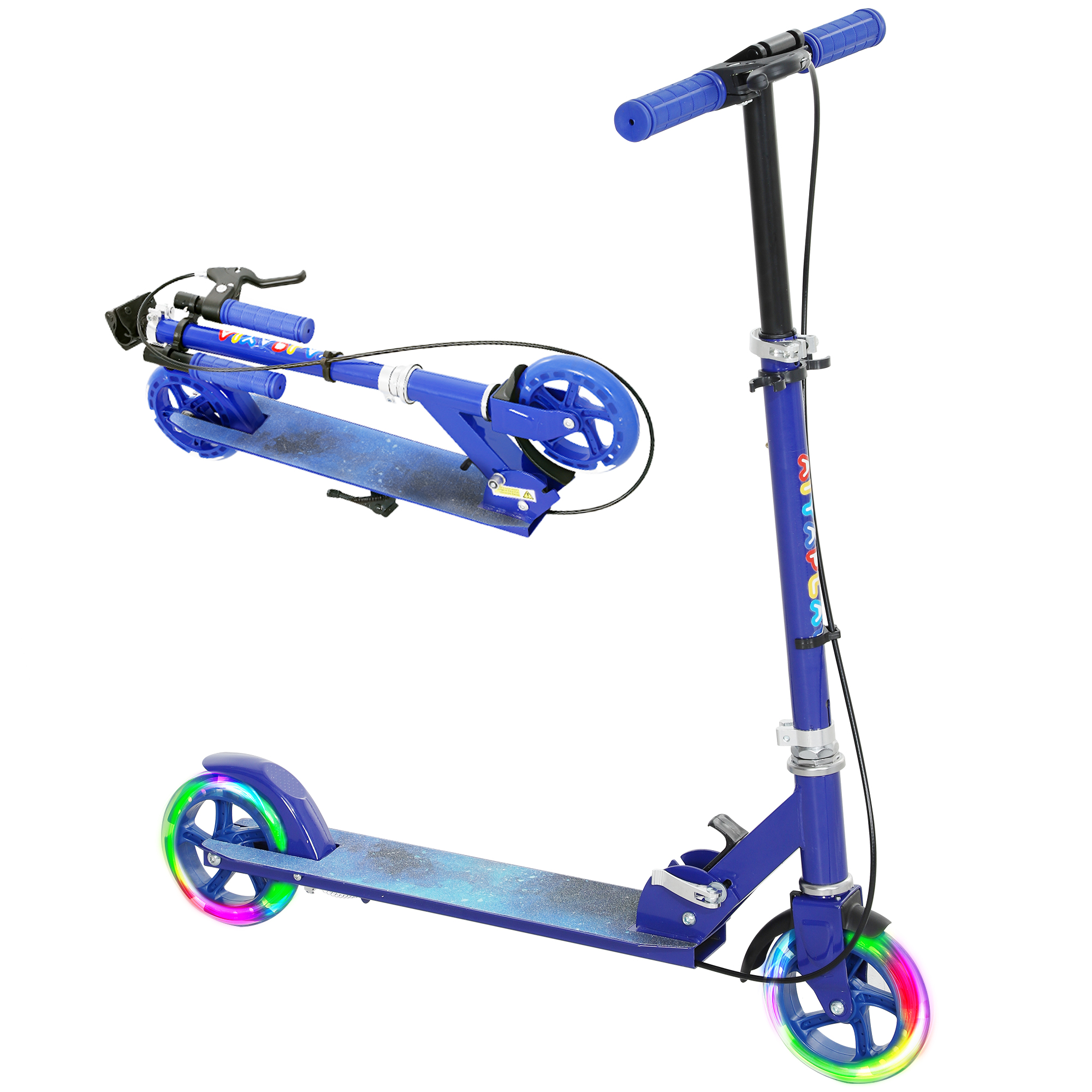 AIVAGO Scooter for Kids Ages 3-8 with Adjustable Handle, 2 Light up Wheels, Handbrake & Rear Brake for Girls and Boys, Blue - Life Essentials