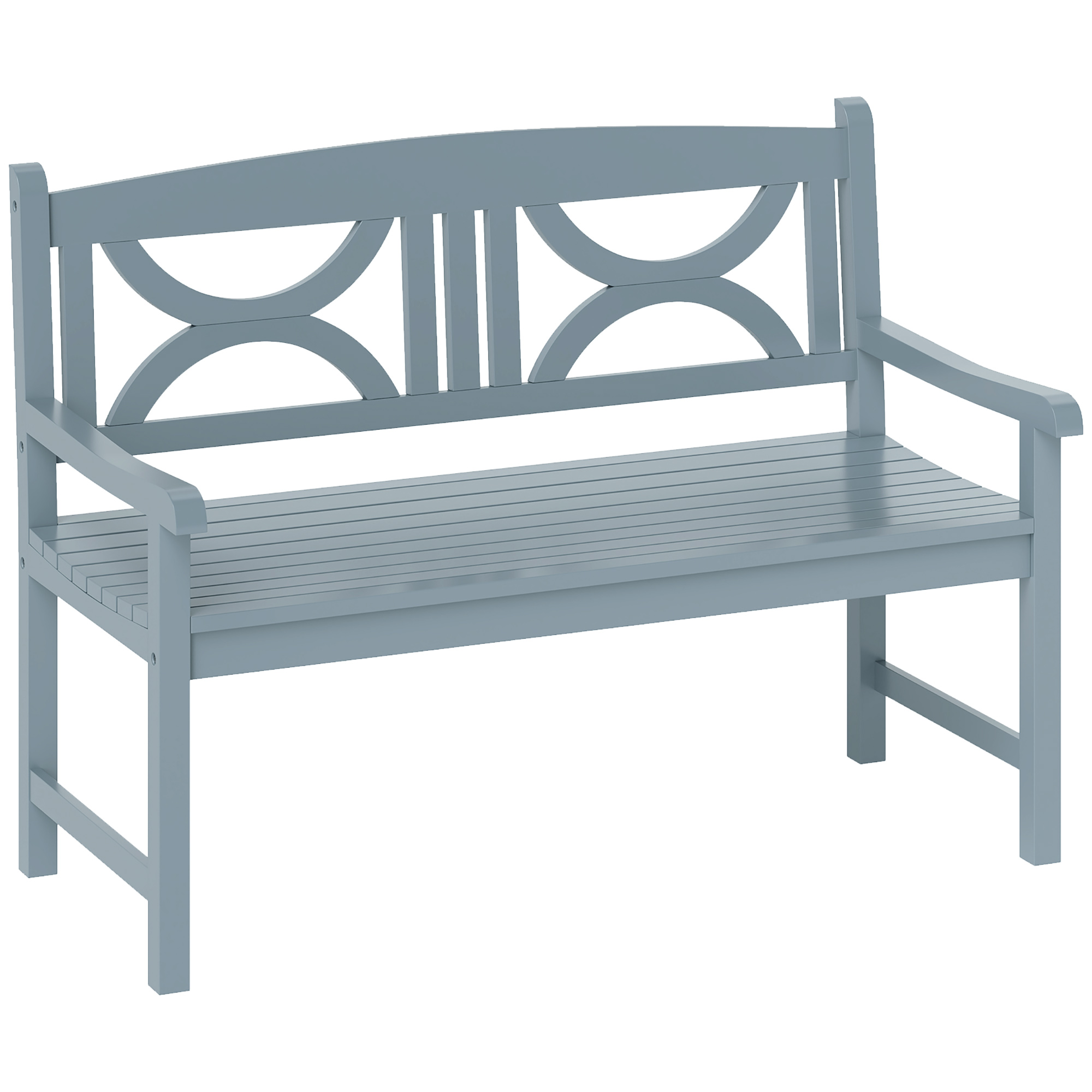 SUNVISTA 2-Seater Wooden Garden Bench Outdoor Patio Loveseat for Porch, Grey - Life Essentials