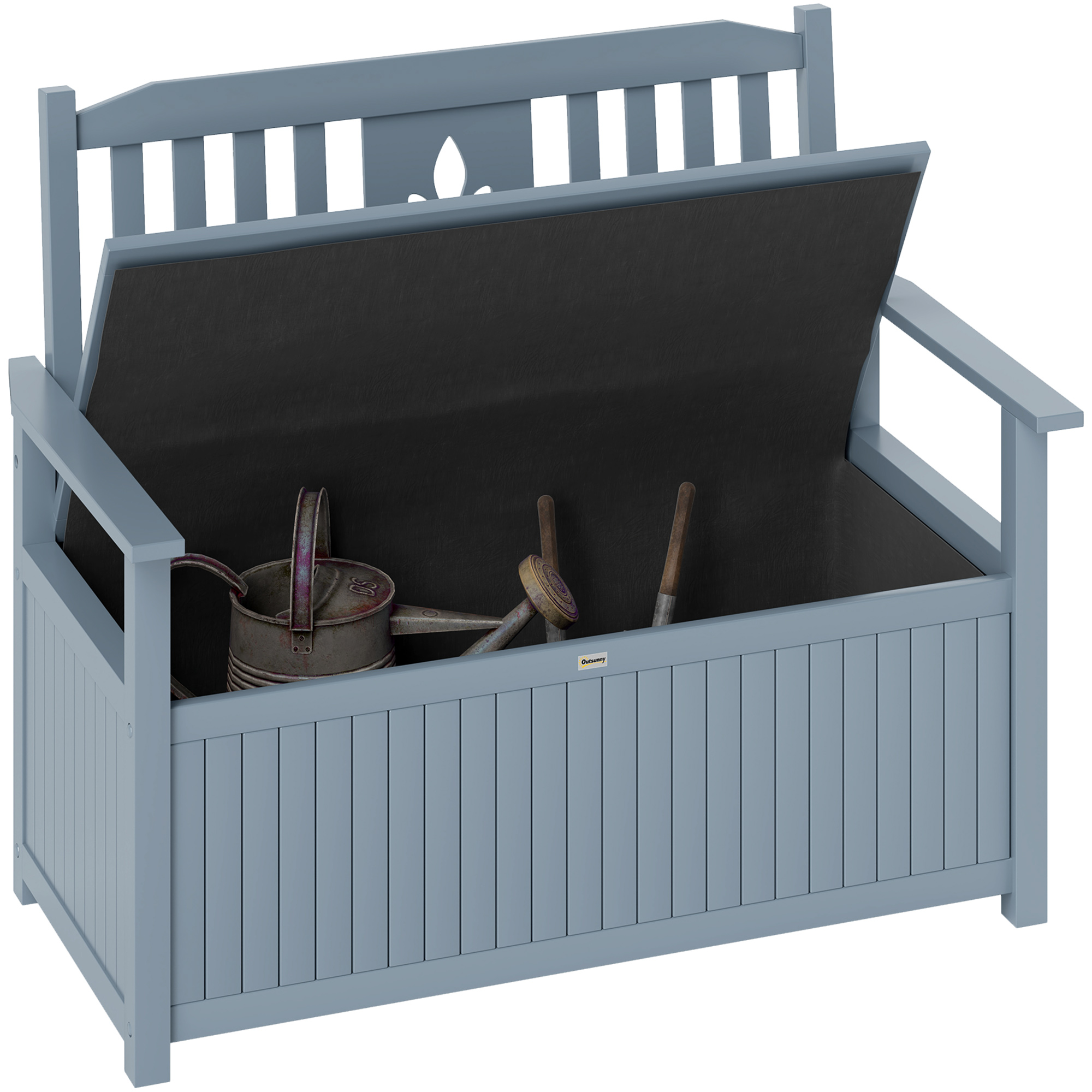 SUNVISTA Two-Seater Wooden Storage Bench - Grey - Life Essentials