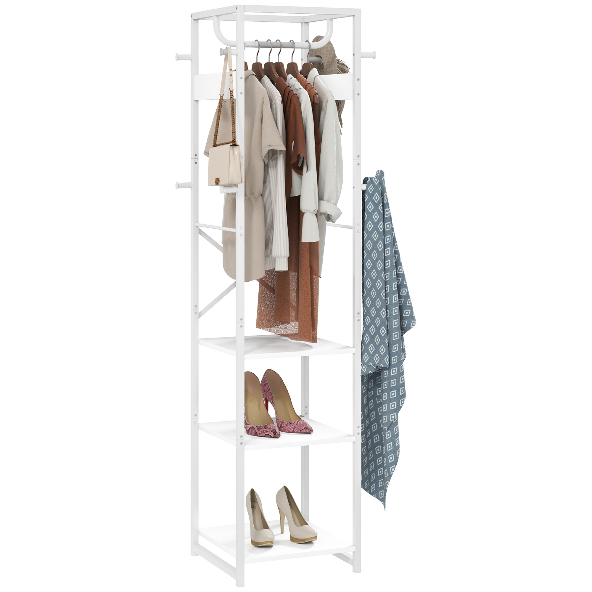 HERON Multi-Storage Clothes Rack - White - Life Essentials