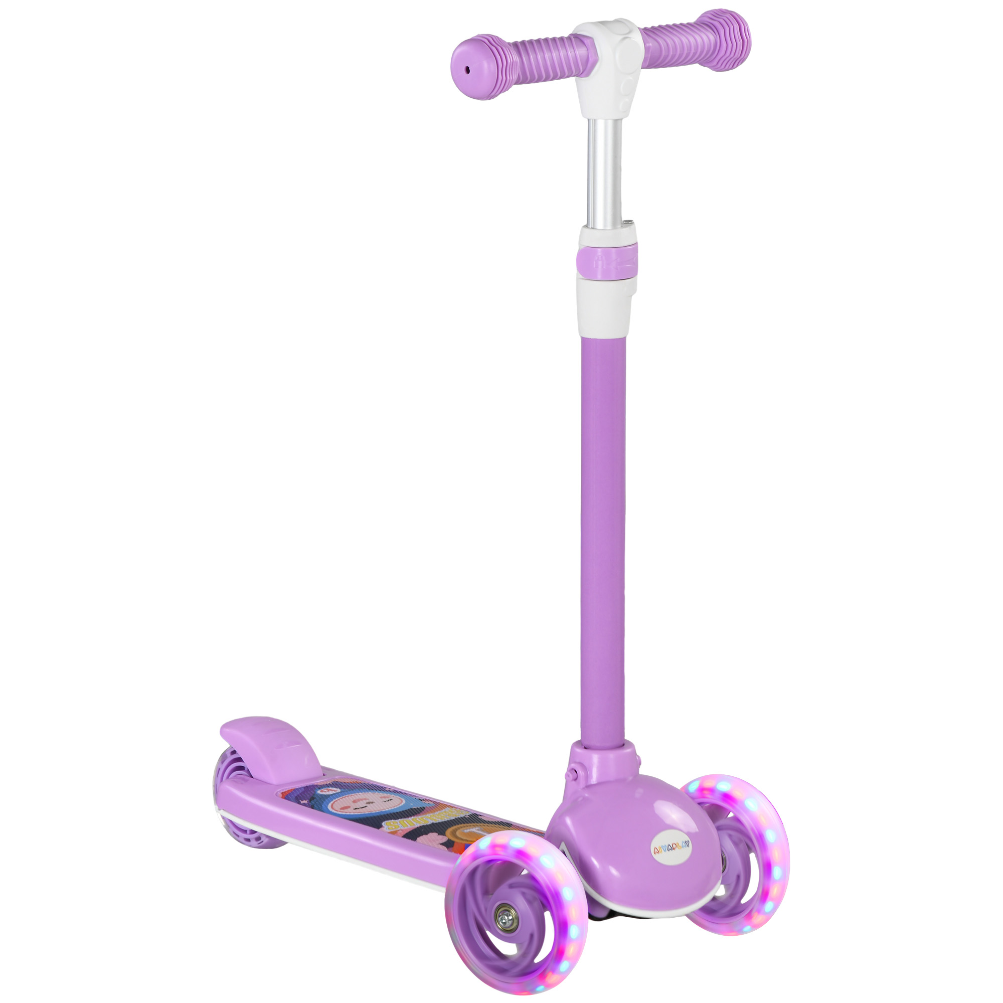 Kinsey Kids 3 Wheel Scooter with Adjustable Height and LED Light - Purple - Life Essentials
