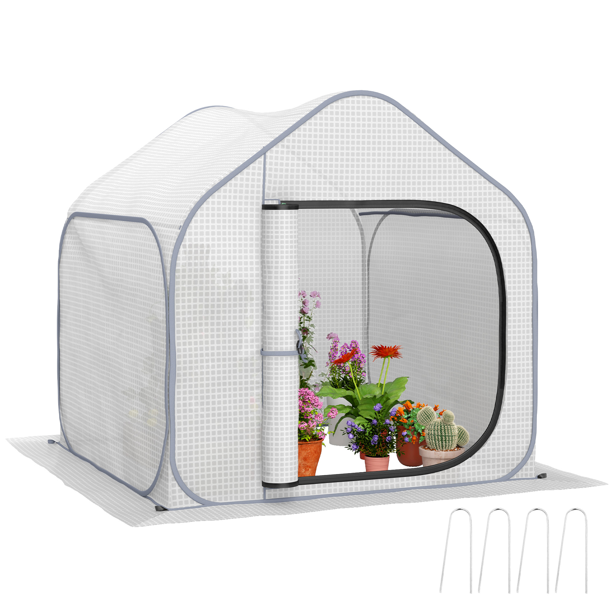 SUNVISTA 150 x 148cm Pop-Up Greenhouse - White - Life Essentials