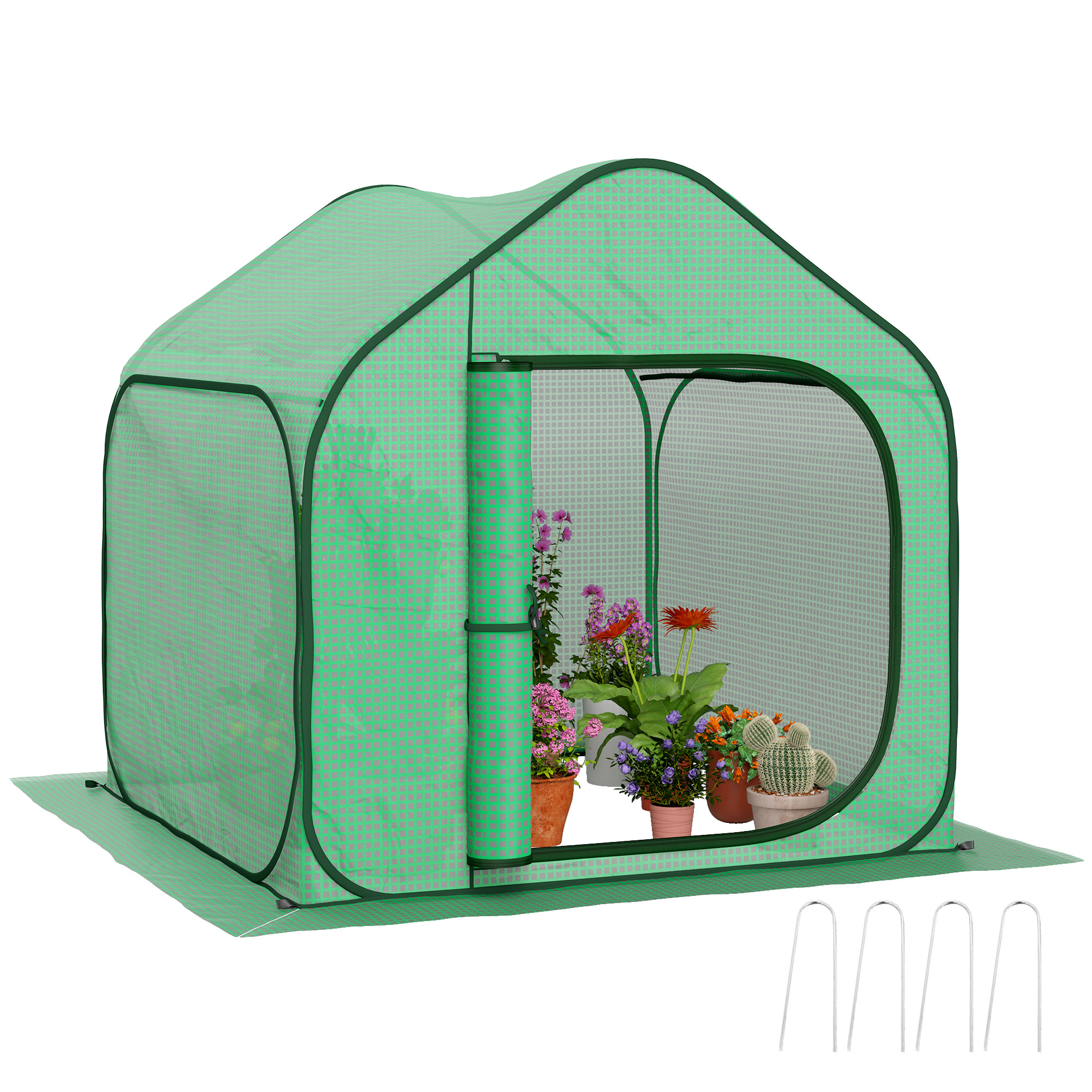 SUNVISTA 150 x 148cm Pop-Up Greenhouse - Green - Life Essentials