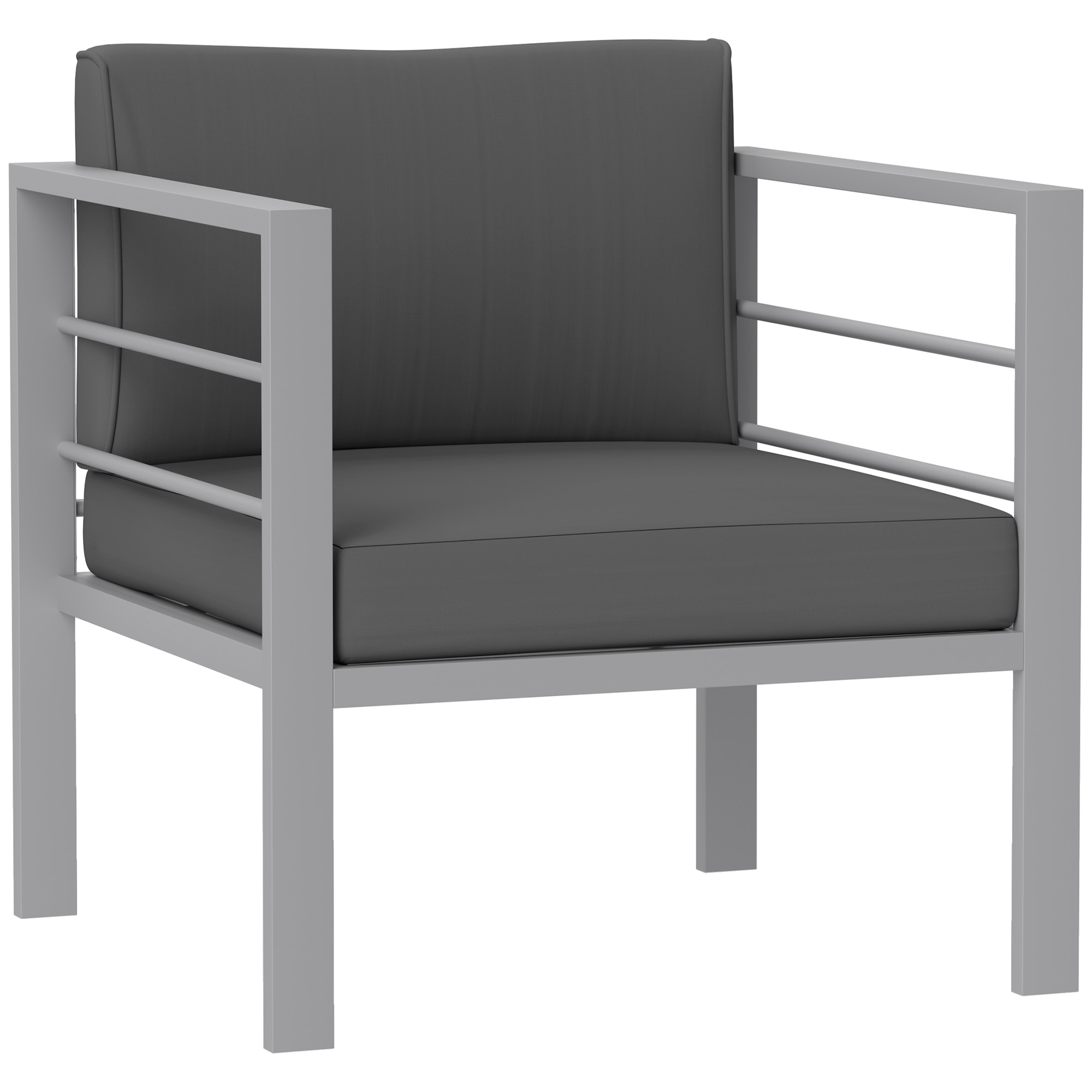 SUNVISTA Garden Sofa, All-Weather Garden Single Sofa with Removable Cushions, Metal Frame Outdoor Furniture for Balcony, Charcoal Grey - Life 