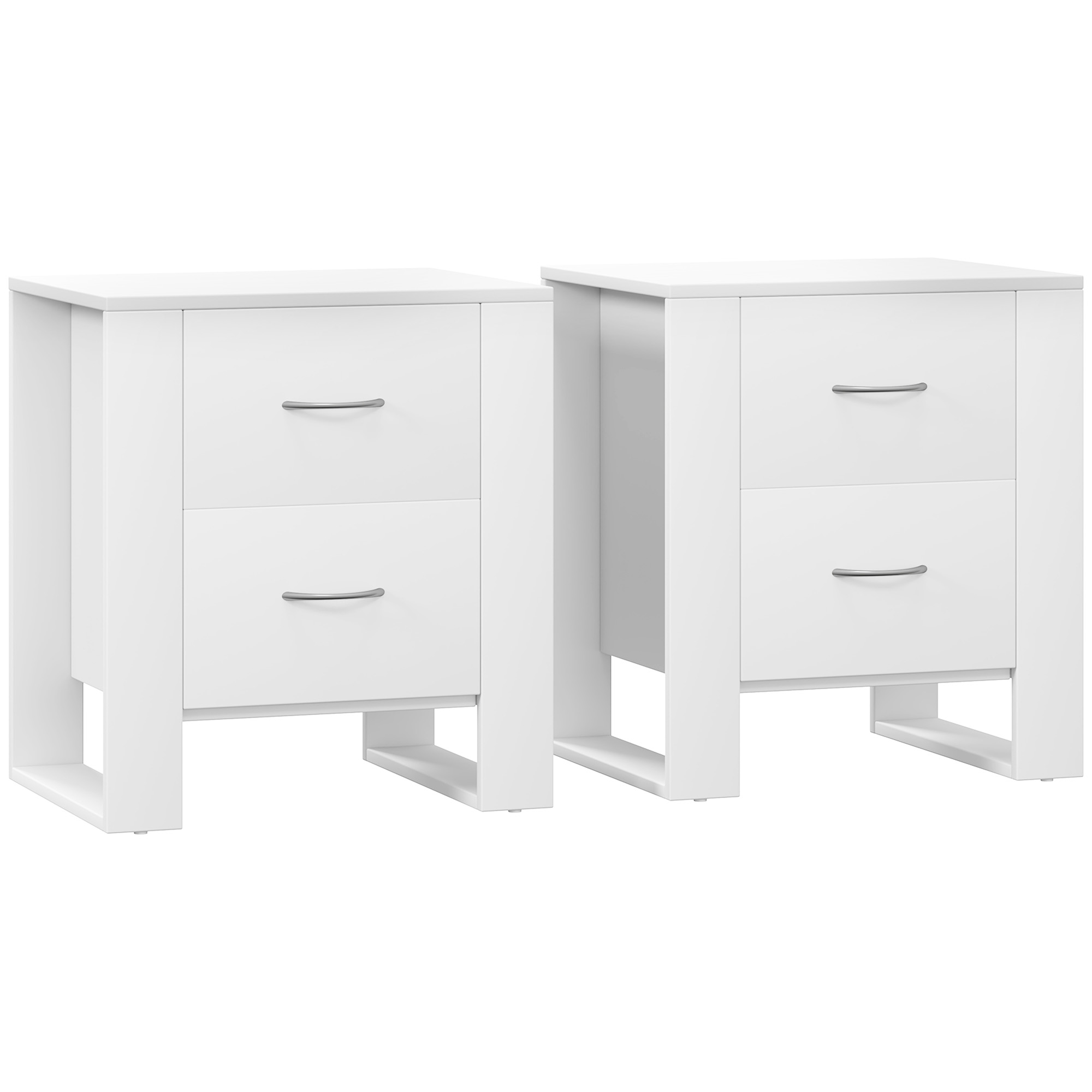 FERLA Bedside Table with 2 Drawers - White - Set of 2 - Life Essentials