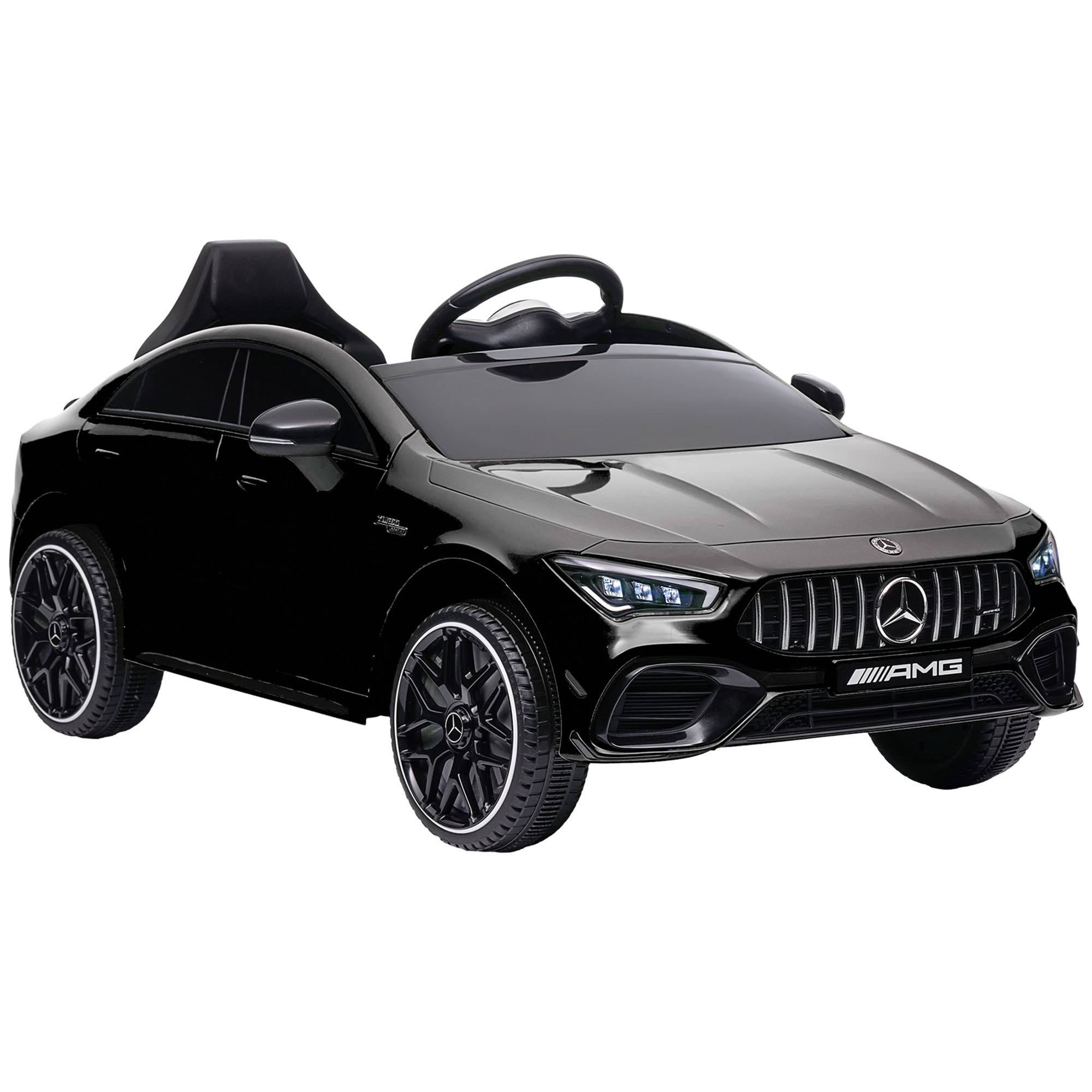 AIVAGO Mercedes-AMG CLA 45 Licensed 12V Kids Electric Car Ride on Car w/ Remote, Suspension Lights Music Horn - Black - Life Essentials