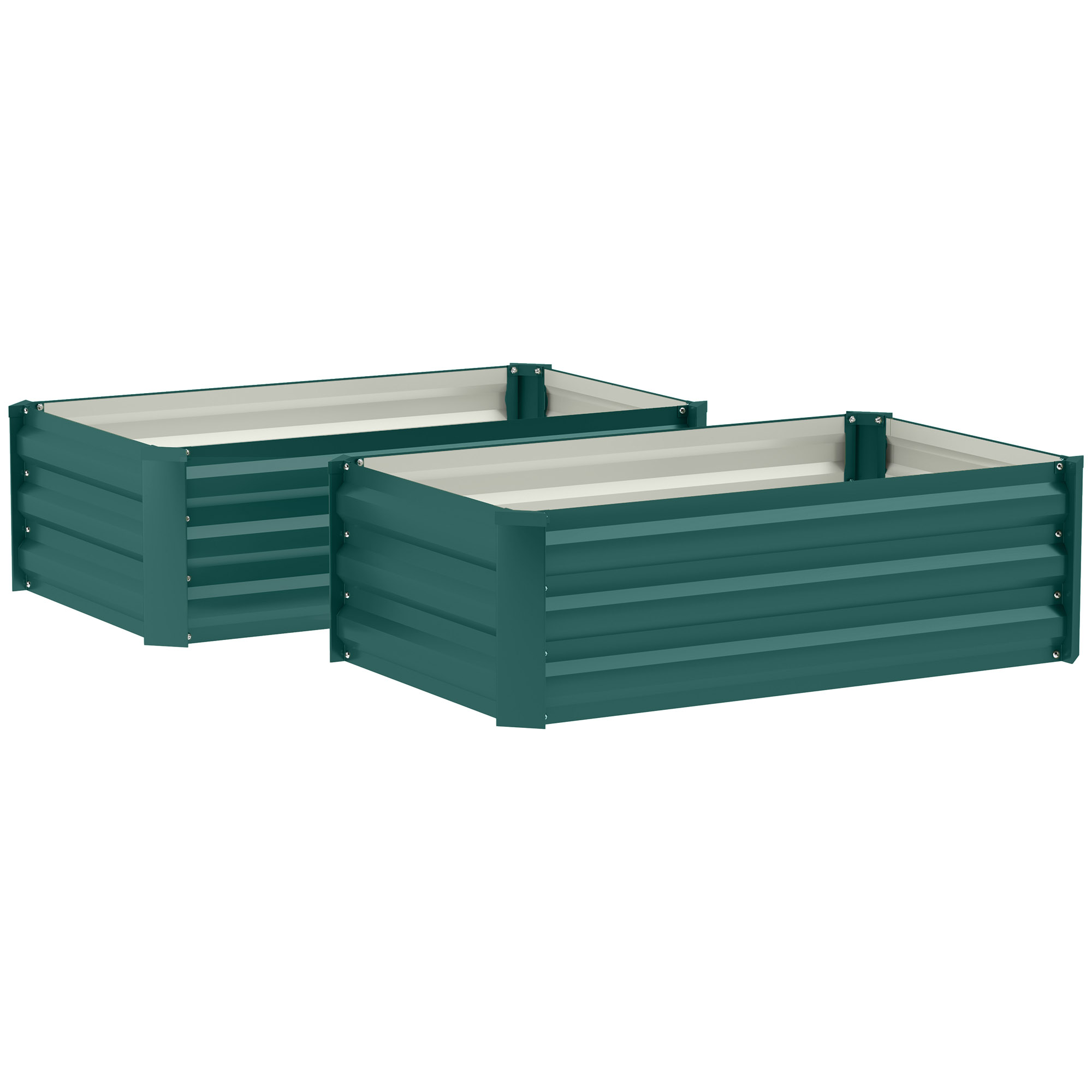 SUNVISTA Set of Two 60 x 100cm Galvanised Steel Planters, Green - Life Essentials