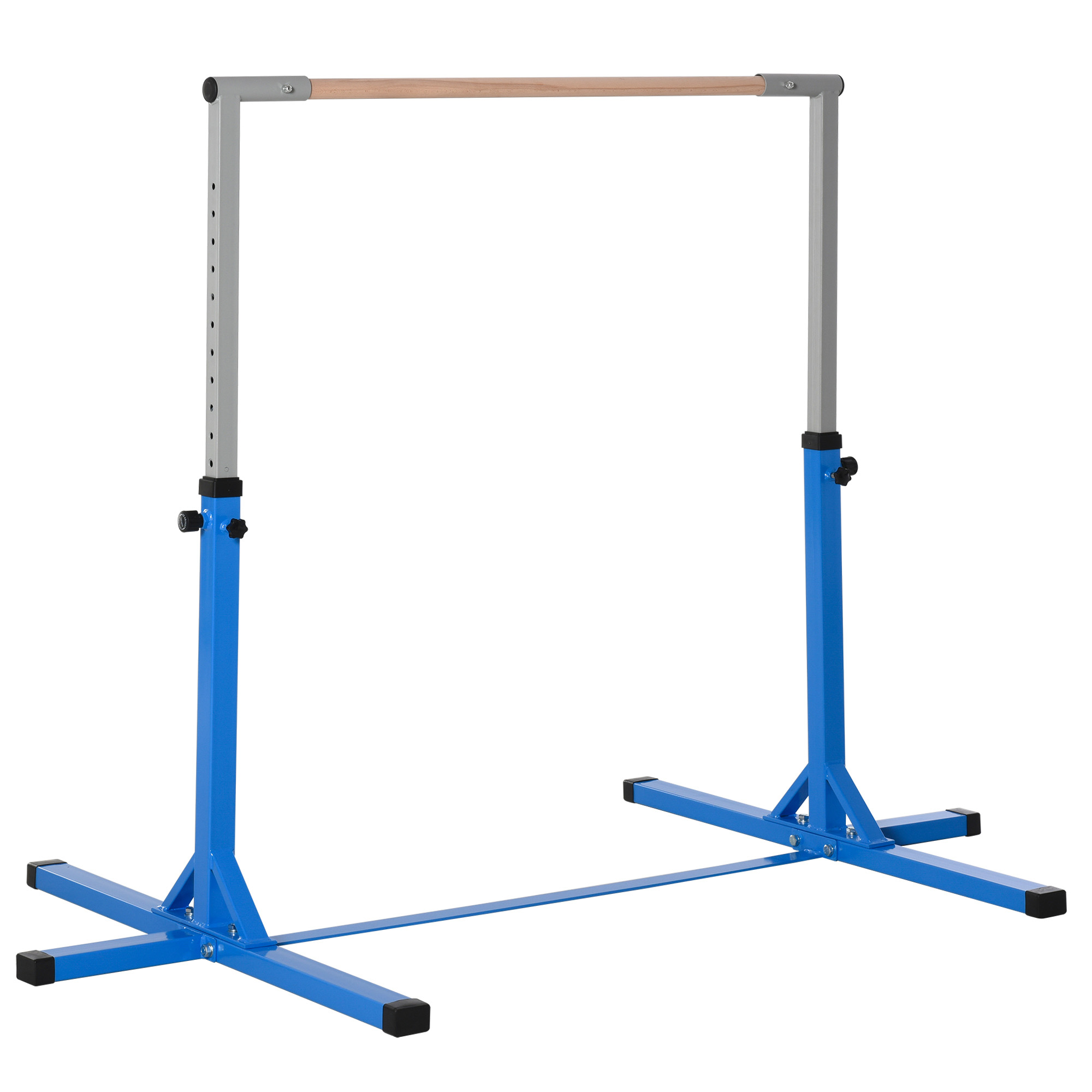 Height Adjustable Gymnastics Horizontal Bar For Kids Home Gym Training Children Junior Kip High Bar Fitness Blue w/ Steel Frame Wood - Life Essentials