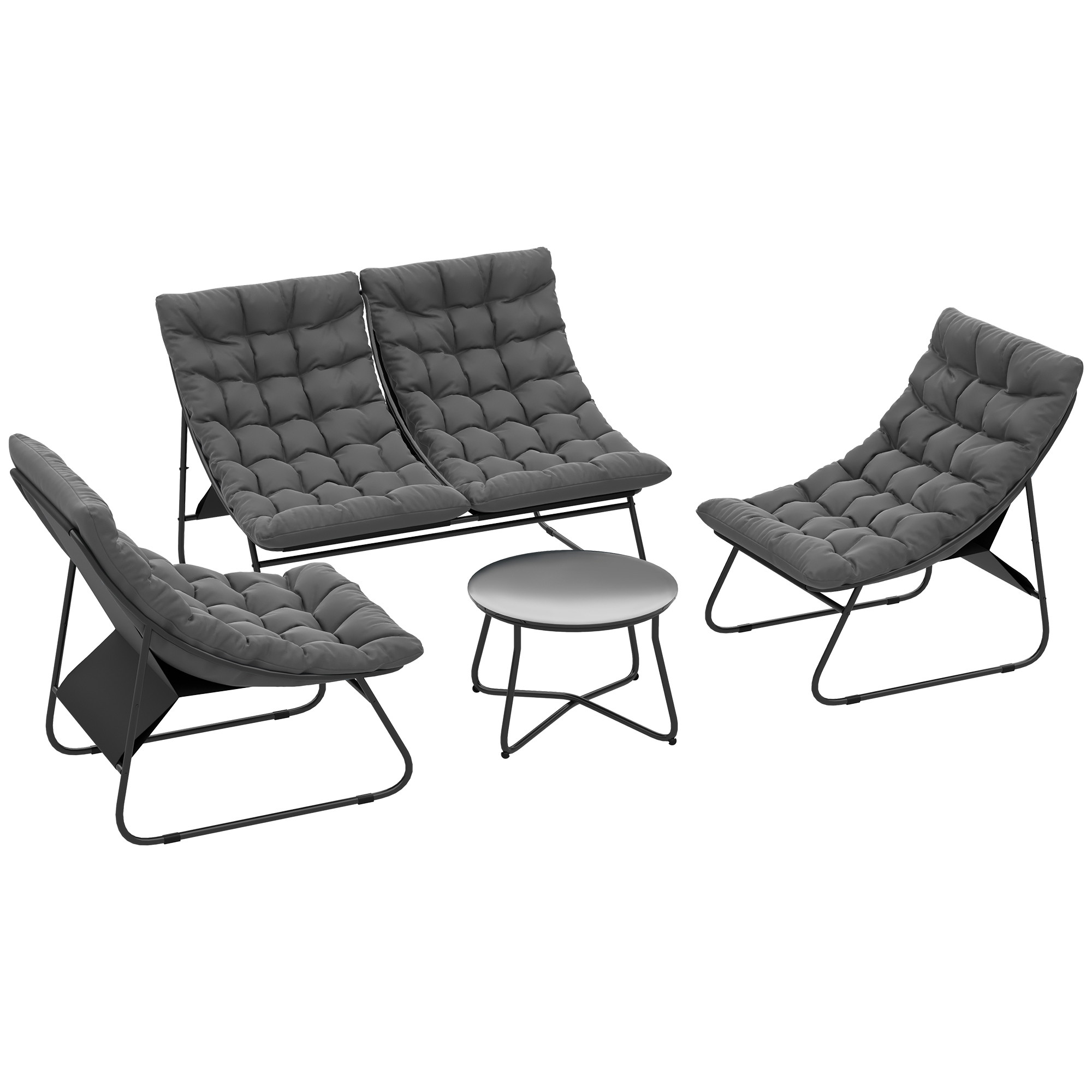 SUNVISTA Four-Piece Curved Seat Garden Sofa Set - Grey/Black - Life Essentials