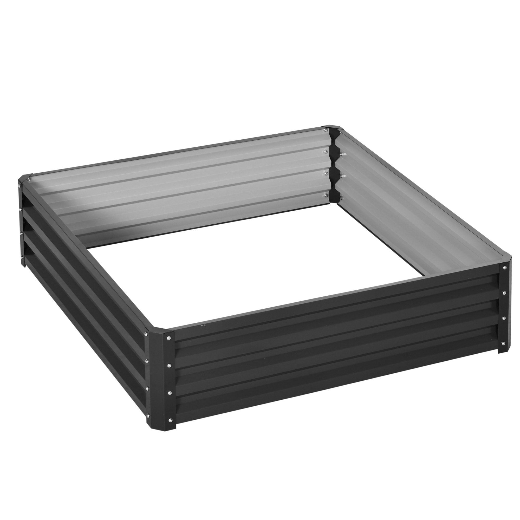 Raised Garden Bed Box with Weatherized Steel Frame for Vegetables, Flowers, & Herbs, 120 x 120 x 30cm, Grey - Life Essentials