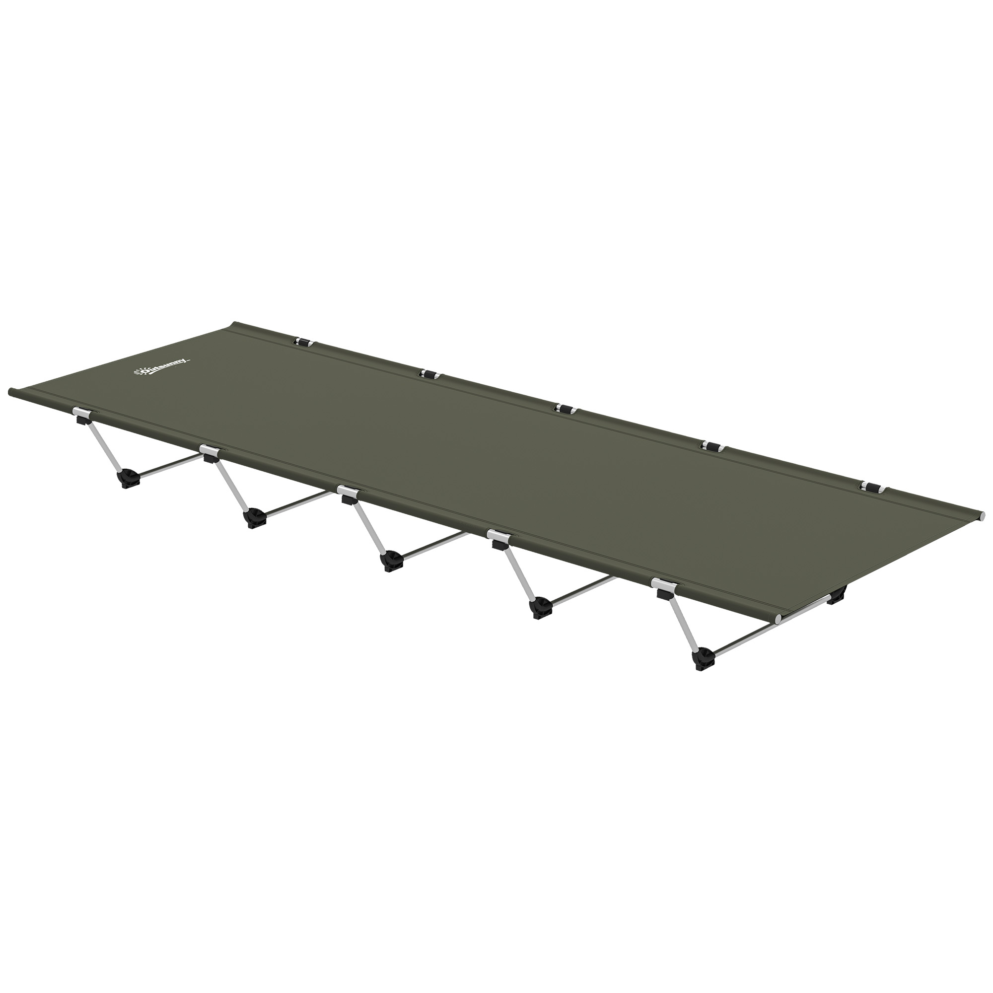 SUNVISTA Lightweight Camping Bed, Aluminium Portable Camp Cot w/ Strong Support 150kg and Carry Bag for Camping, Dark Green - Life Essentials