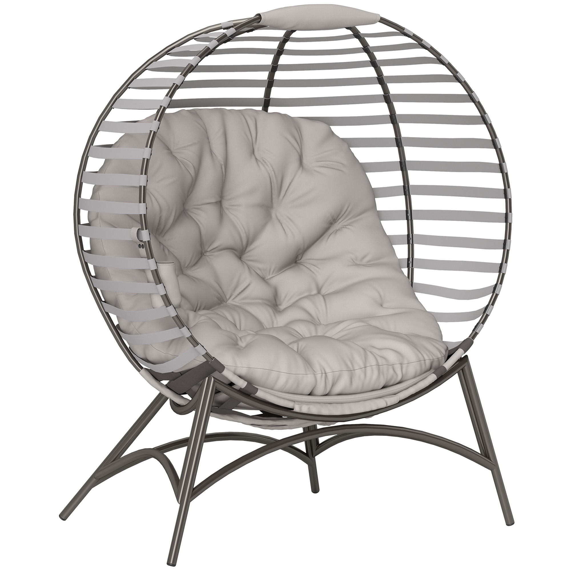 SUNVISTA Egg Chair with Cushion & Side Pocket - Light Grey - Life Essentials