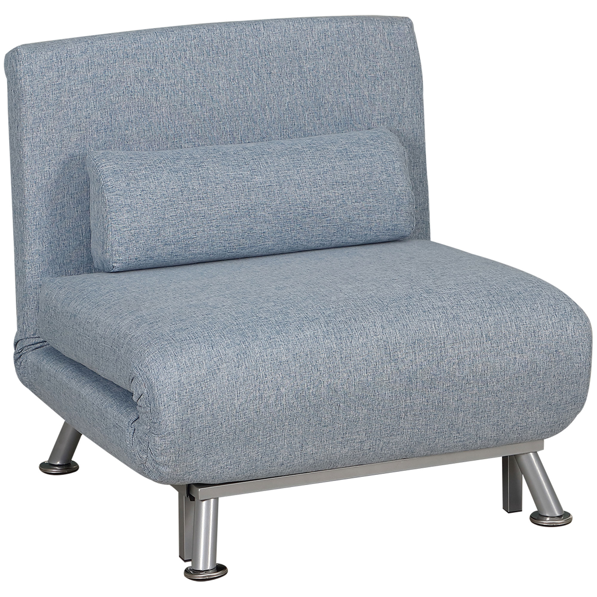 Single Sofa Bed Sleeper Foldable Portable Pillow Lounge Couch Living Room Furniture - Blue - Life Essentials