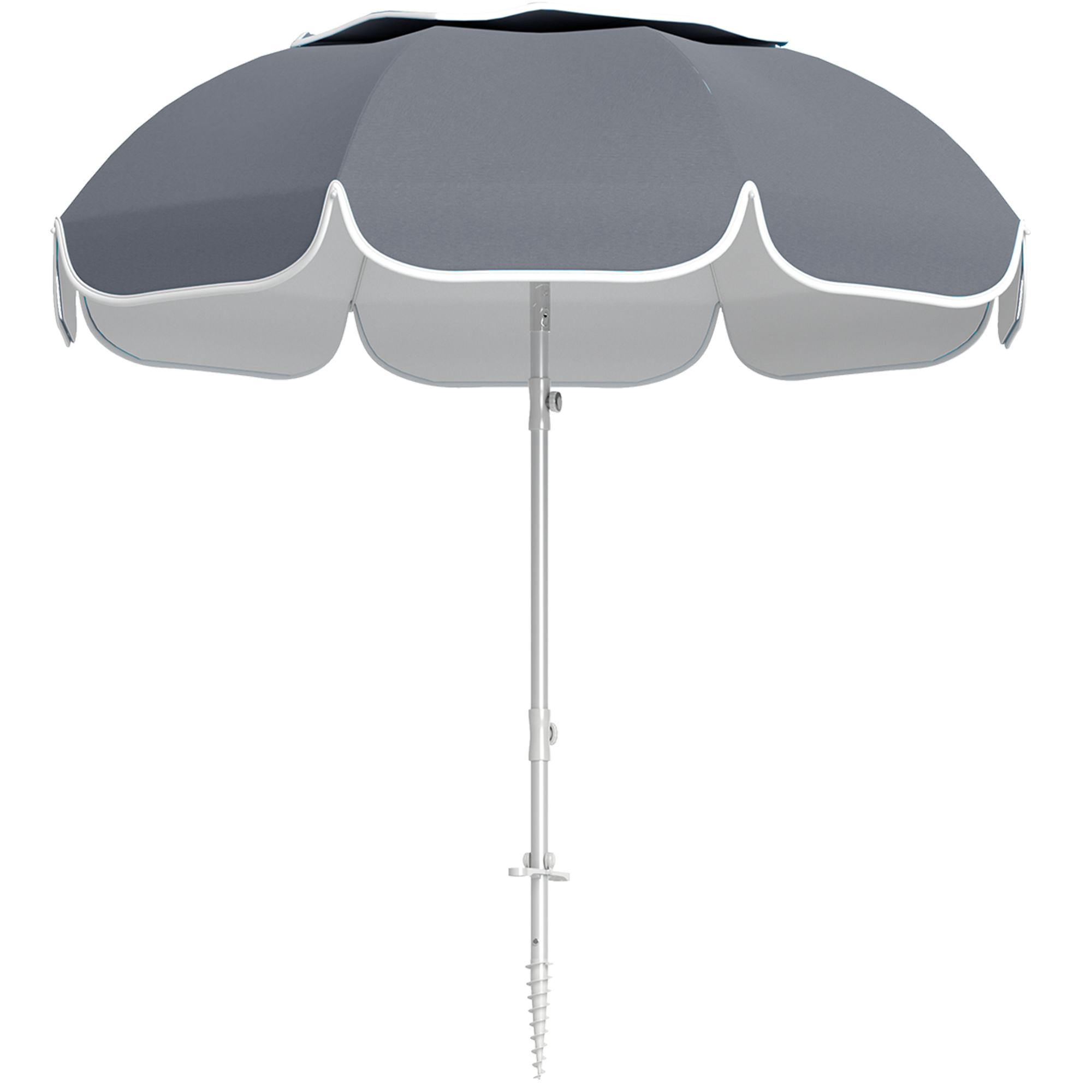 SUNVISTA Beach Umbrella Portable with Sand Anchor, Carry Bag, Adjustable Height & Tilt, UPF50+ UV Protection, Grey - Life Essentials