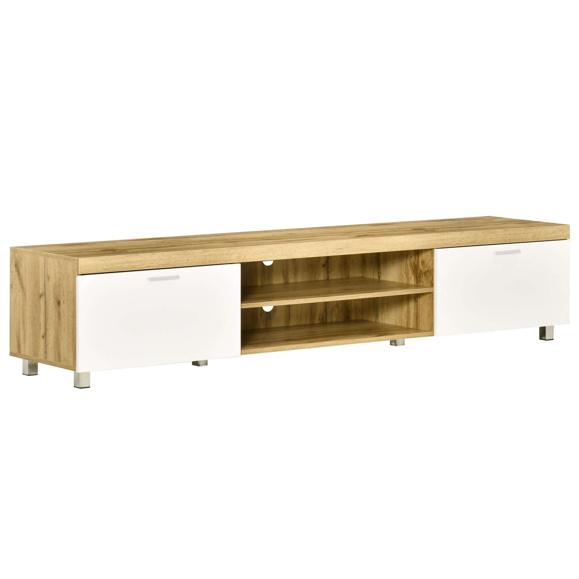 Modern TV Unit, TV Cabinet for TVs up to 90 Inches, Entertainment Center with Drawer Shelf for Living Room, Bedroom, Oak and White - Life Essentials