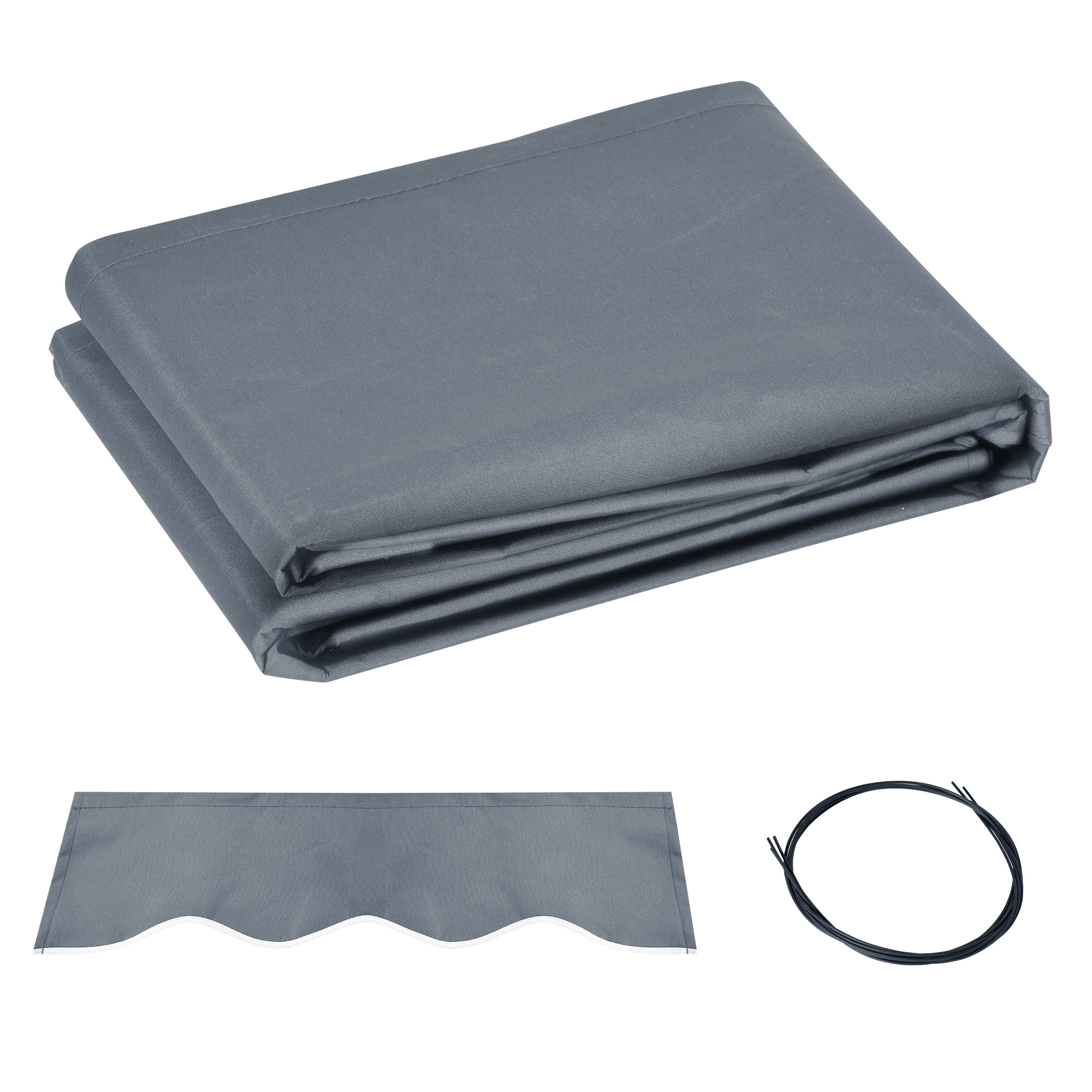 SUNVISTA Awning Replacement Canopy, Water Resistant UPF 50+ Sun Shade Cover for 3 x 2.5 m Garden Awning (Fabric Only), Grey - Life Essentials