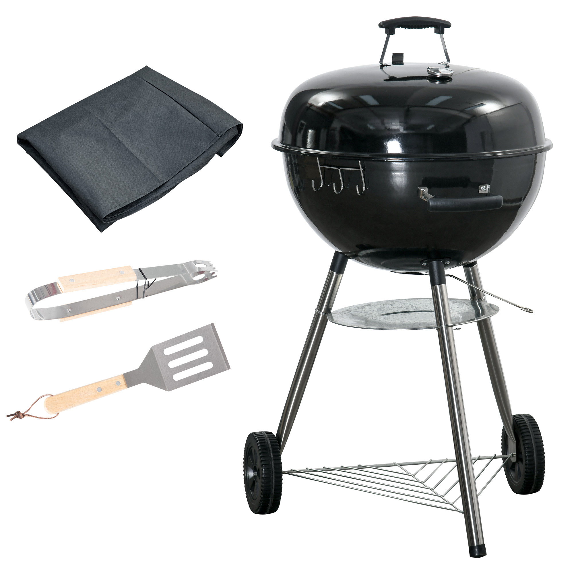 SUNVISTA Portable Kettle Charcoal Grill - Black - Life Essentials