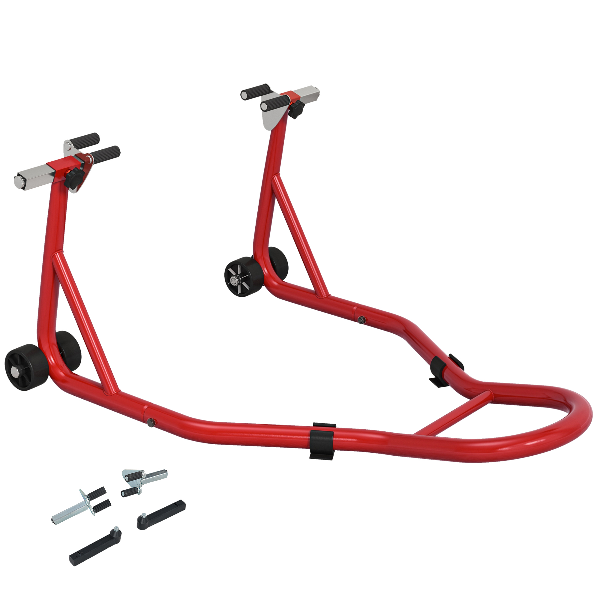 HERON Rear Motorcycle Paddock Stand with Anti-Slip Mat, 200kg Capacity, Red - Life Essentials
