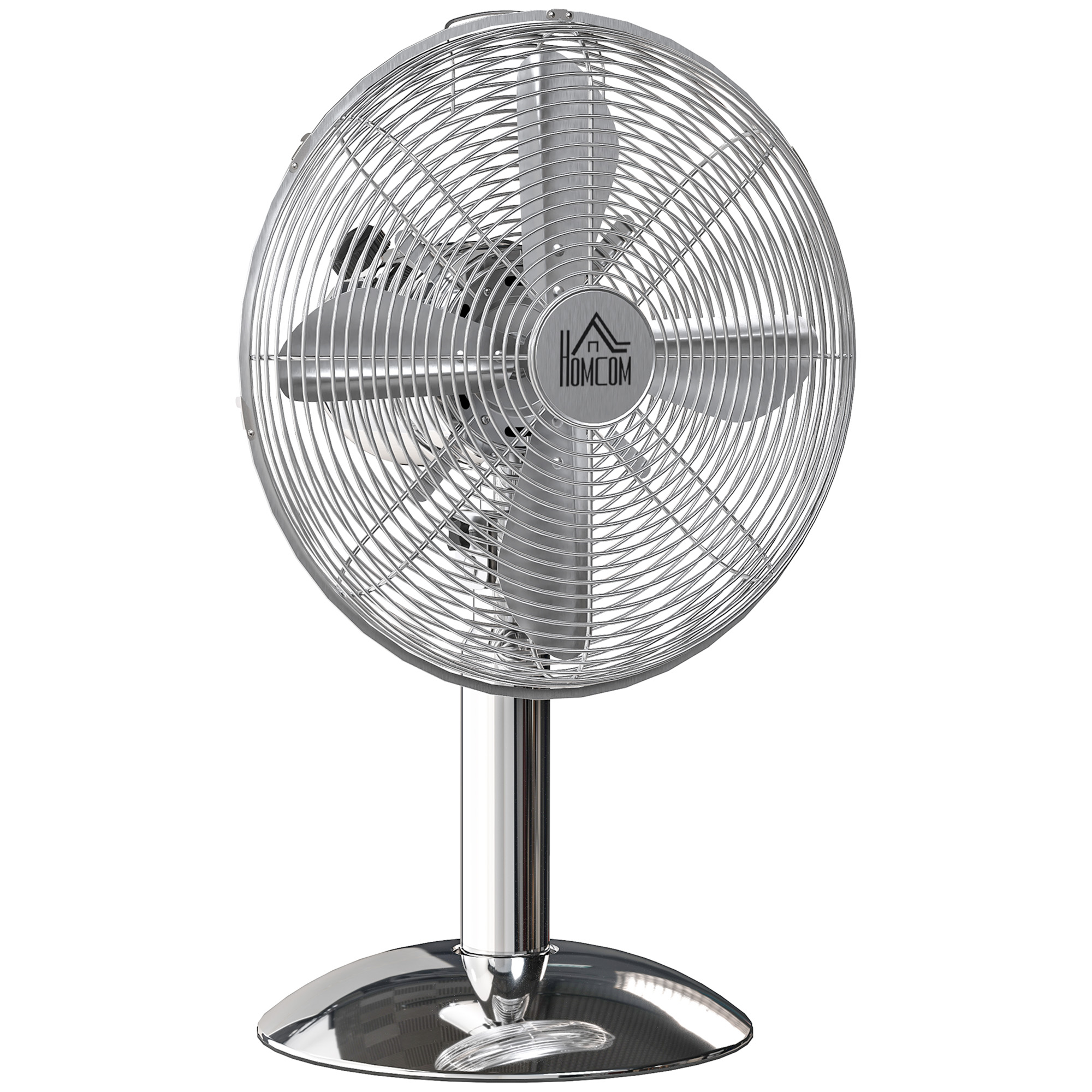 HERON Three-Speed Oscillating Desk Fan - Silver-Tone - Life Essentials