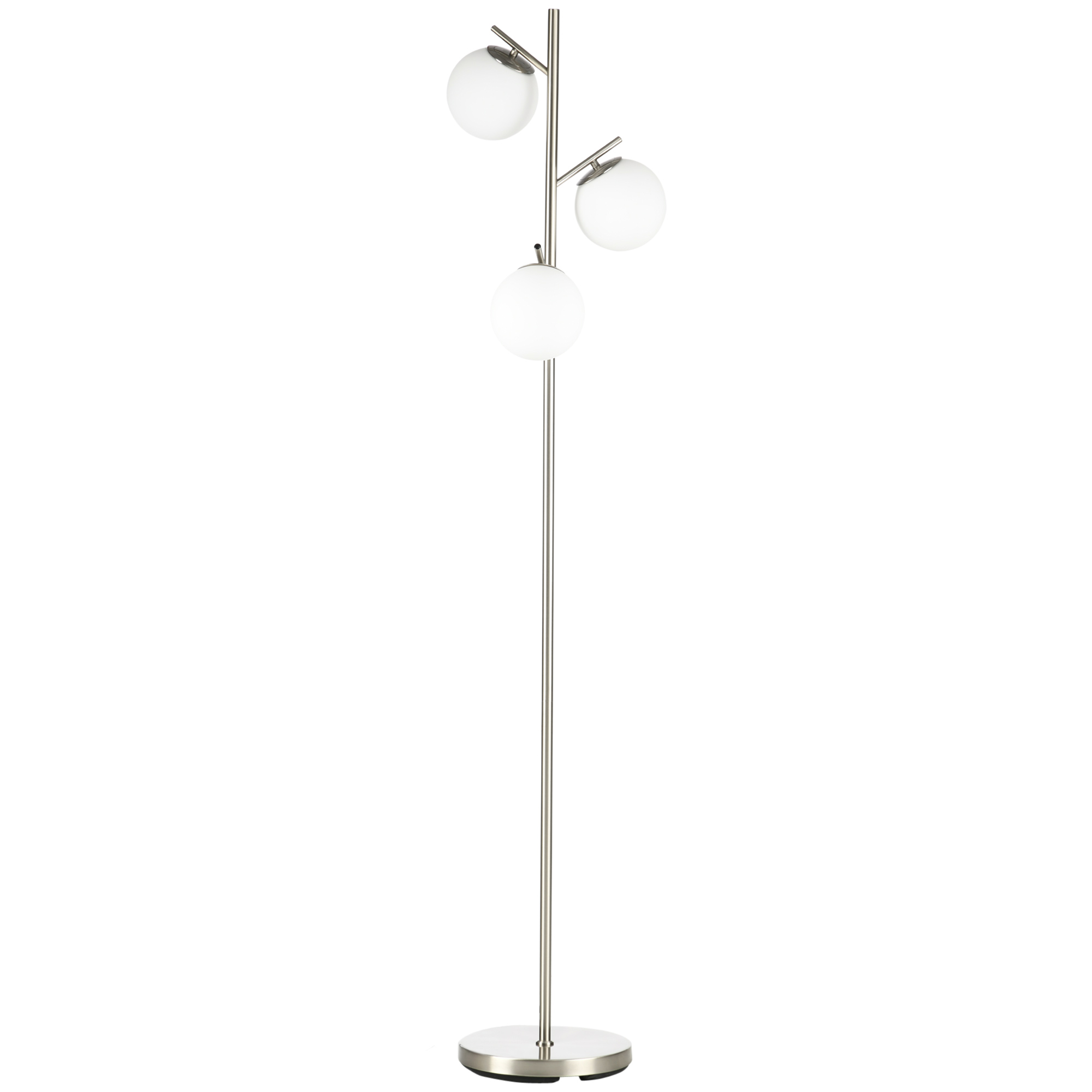 3-Light Tree Floor Lamps for Living Room, Modern Standing Lamp for Bedroom with Globe Lampshade, Steel Base, (Bulb not Included), Silver